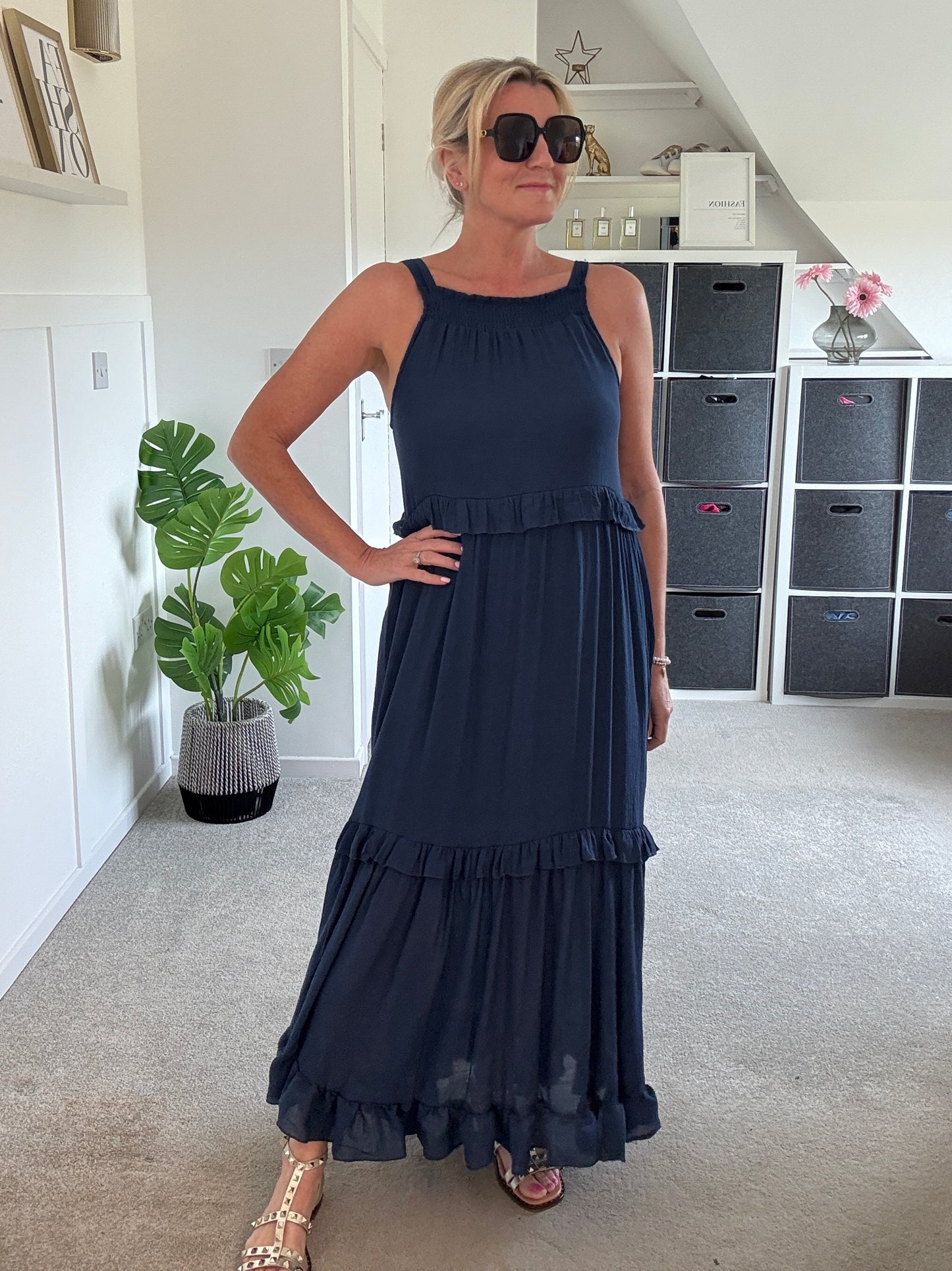 Navy Chloe Boho Maxi Dress