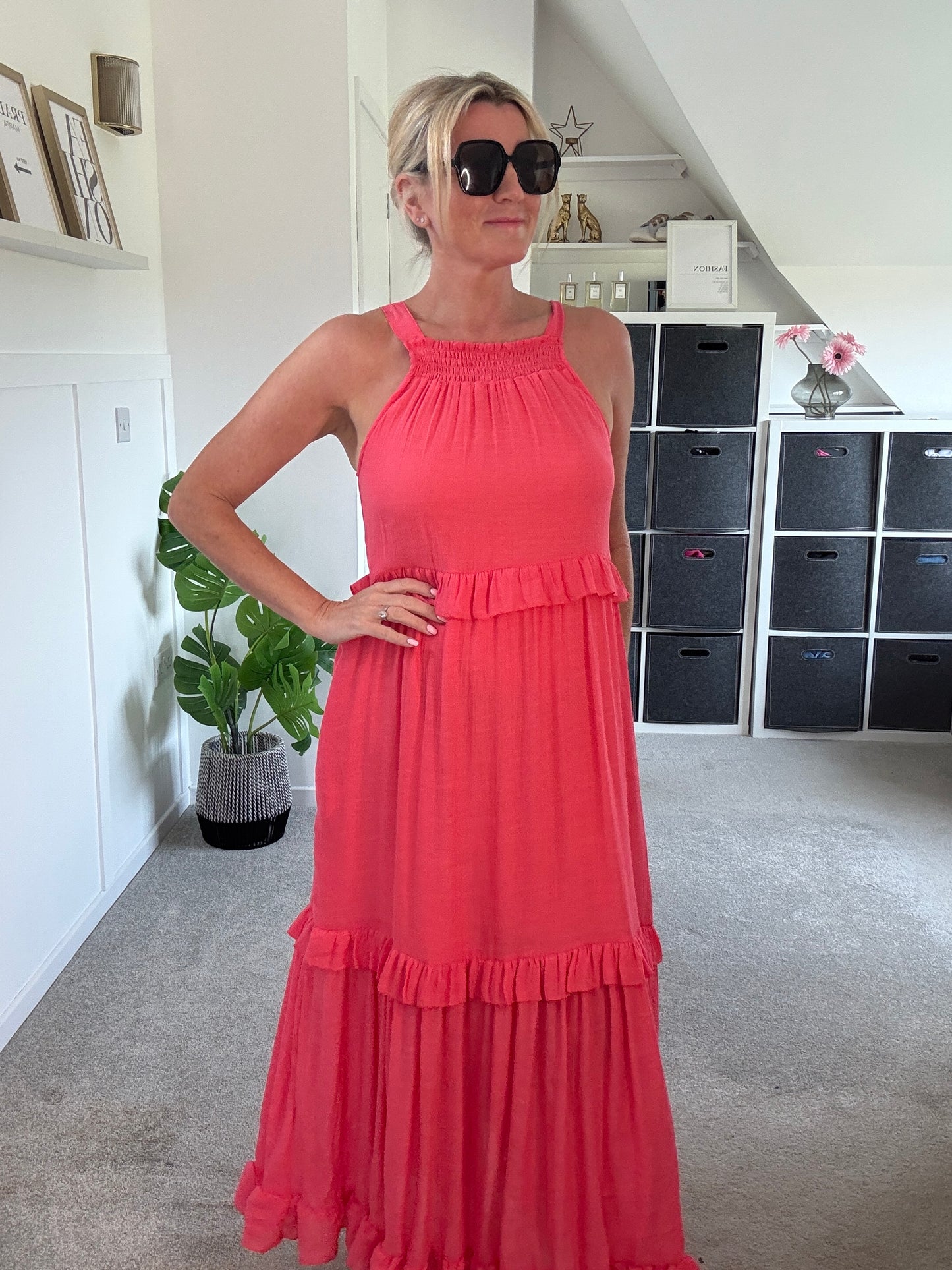 Coral Chloe Boho Maxi Dress