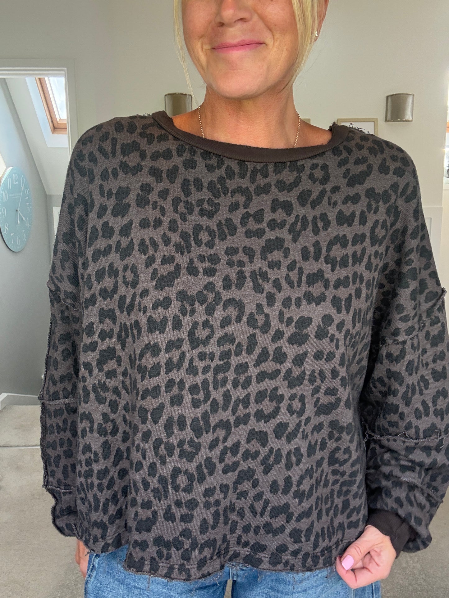Chocolate Leopard Oversized Sweatshirt