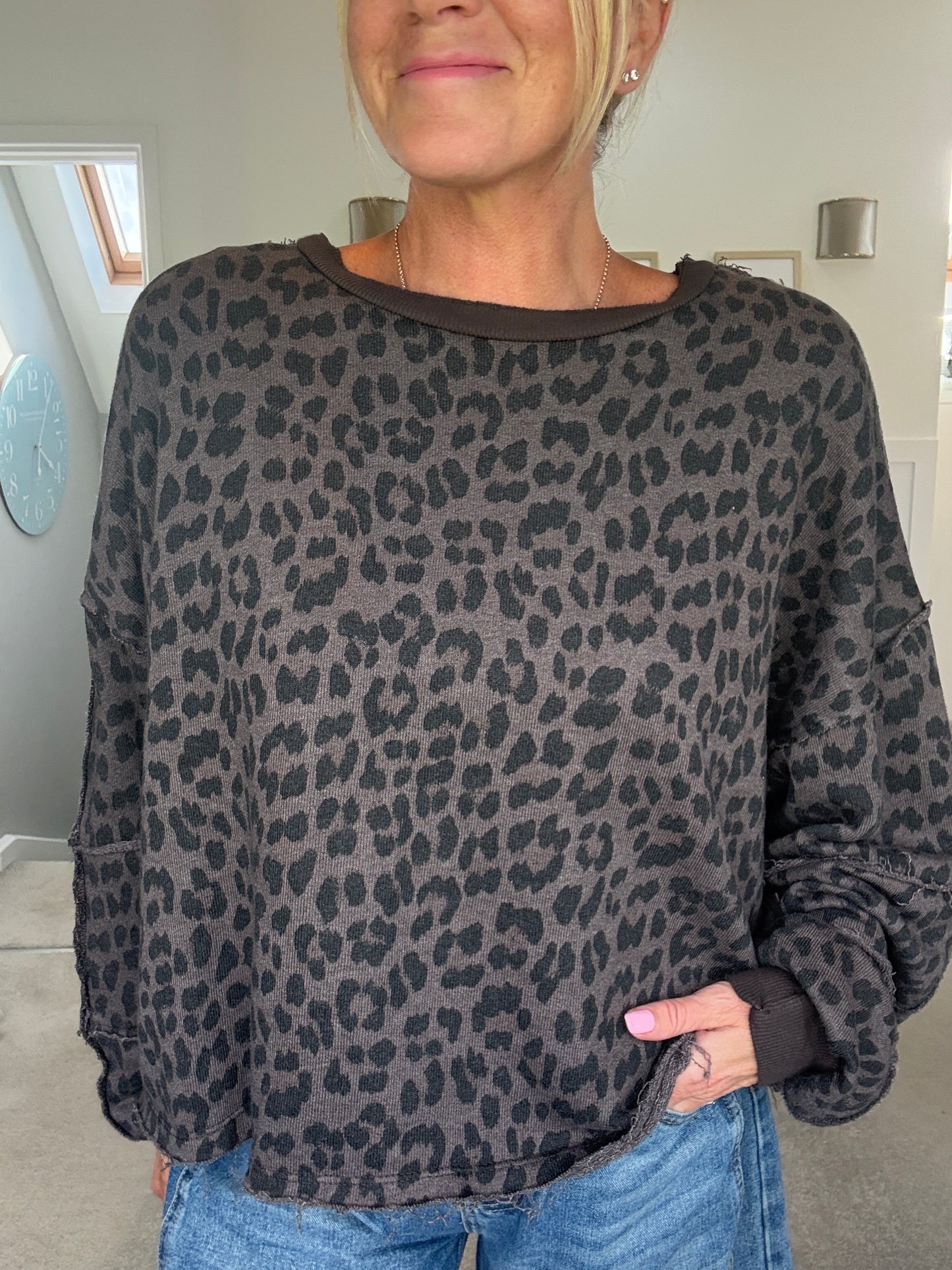 Chocolate Leopard Oversized Sweatshirt