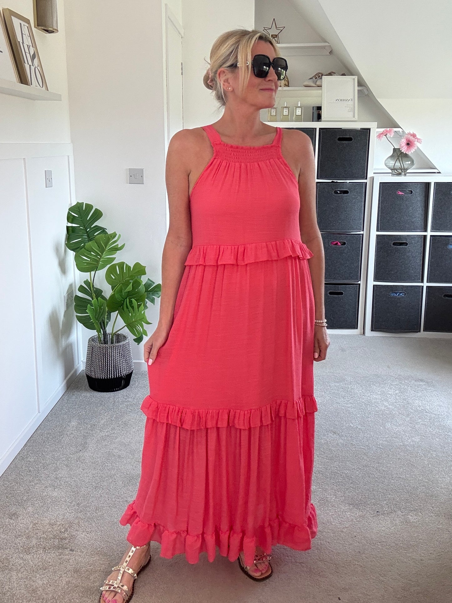 Coral Chloe Boho Maxi Dress
