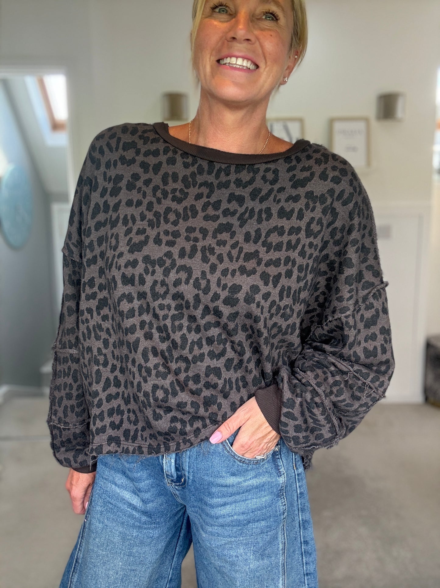 Chocolate Leopard Oversized Sweatshirt