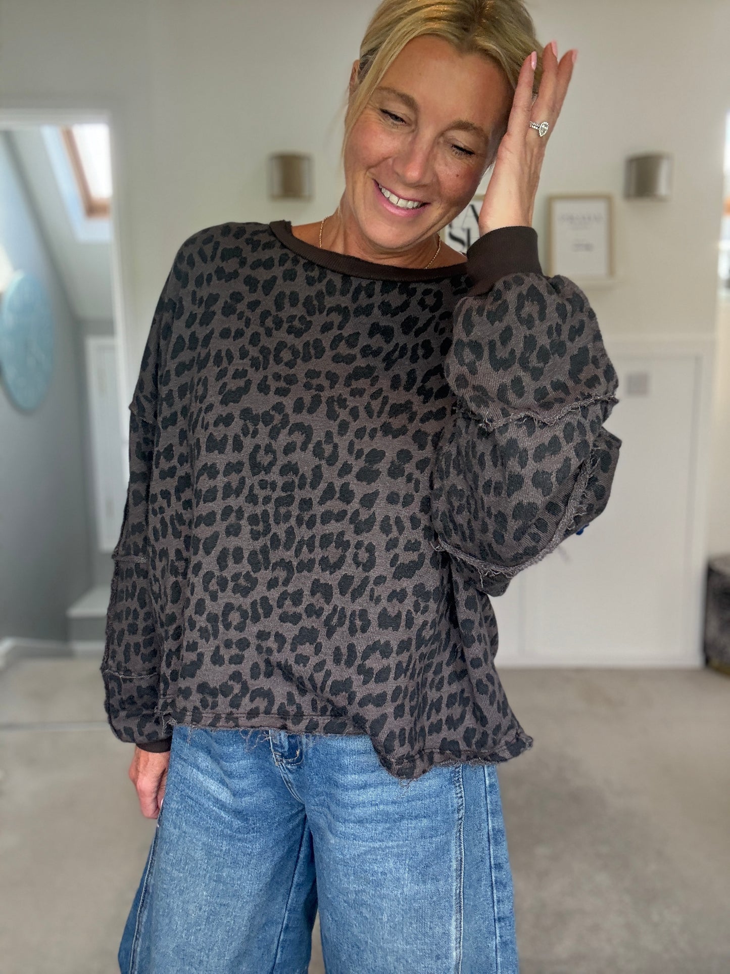 Chocolate Leopard Oversized Sweatshirt