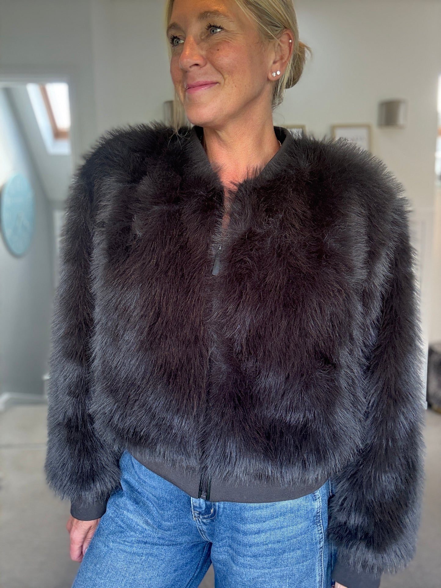 Manny Phantom Faux Fur Bomber Jacket