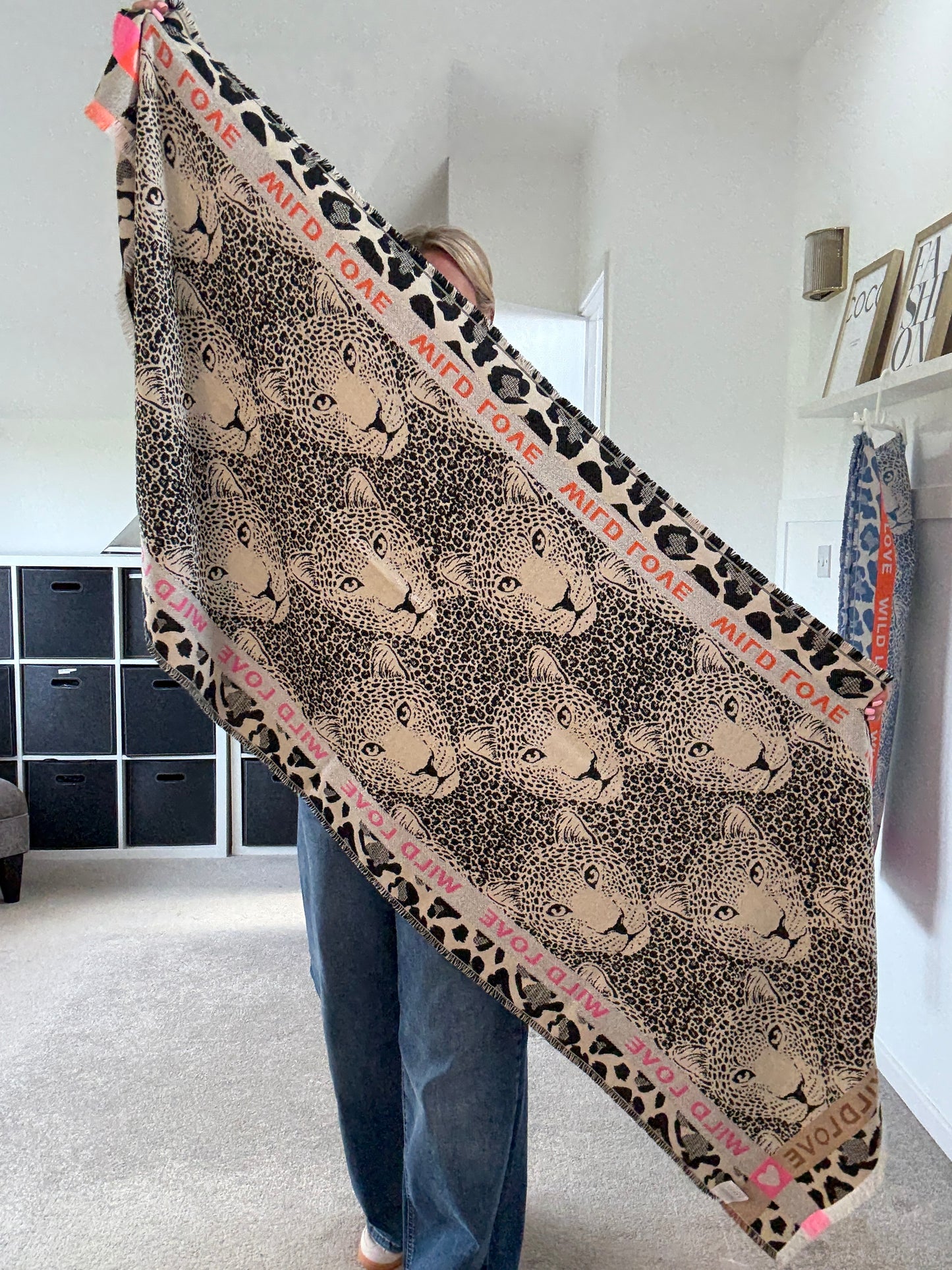 Black "Wild Love" Oversized Scarf