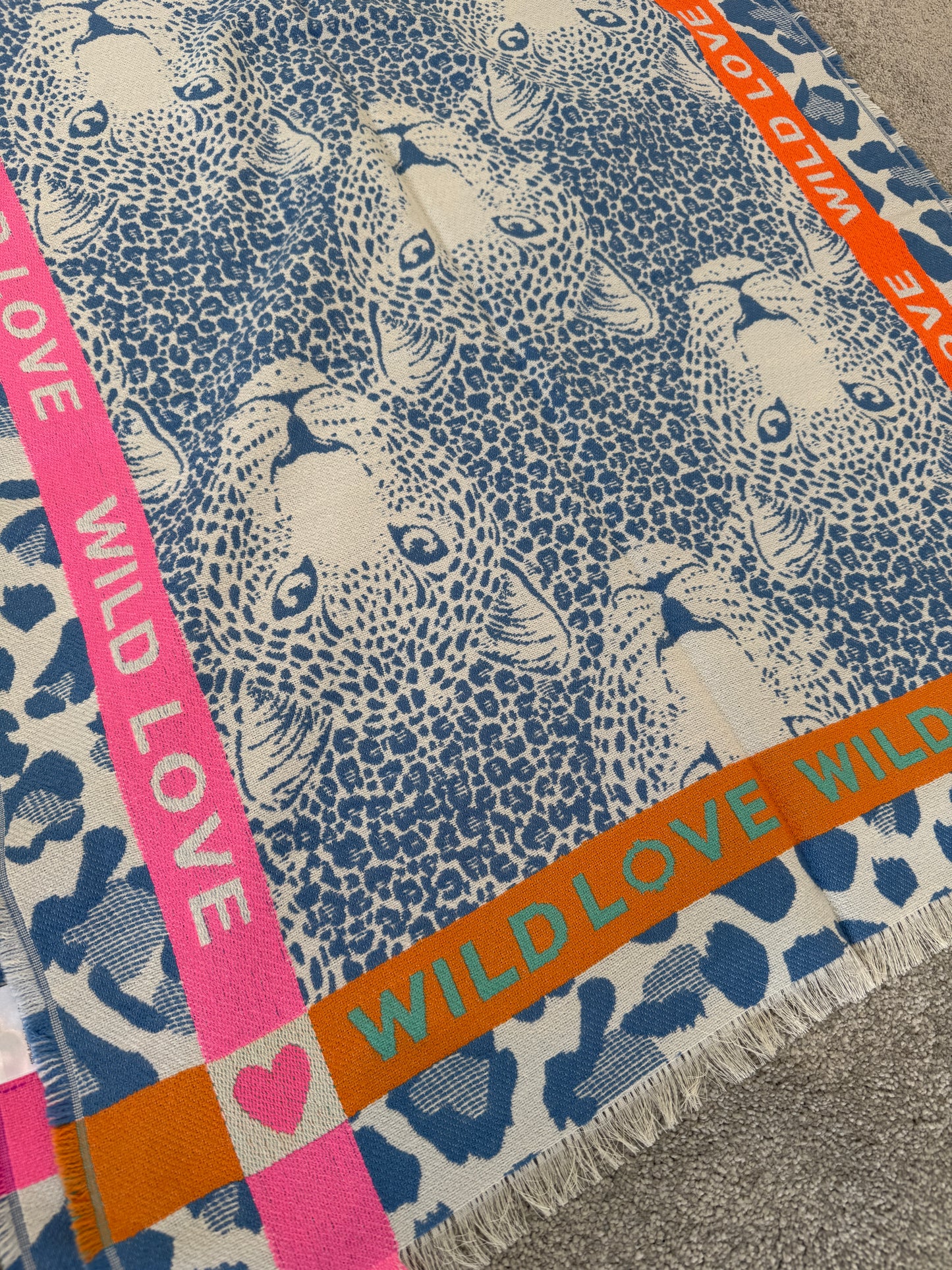 Blue "Wild Love" Oversized Scarf