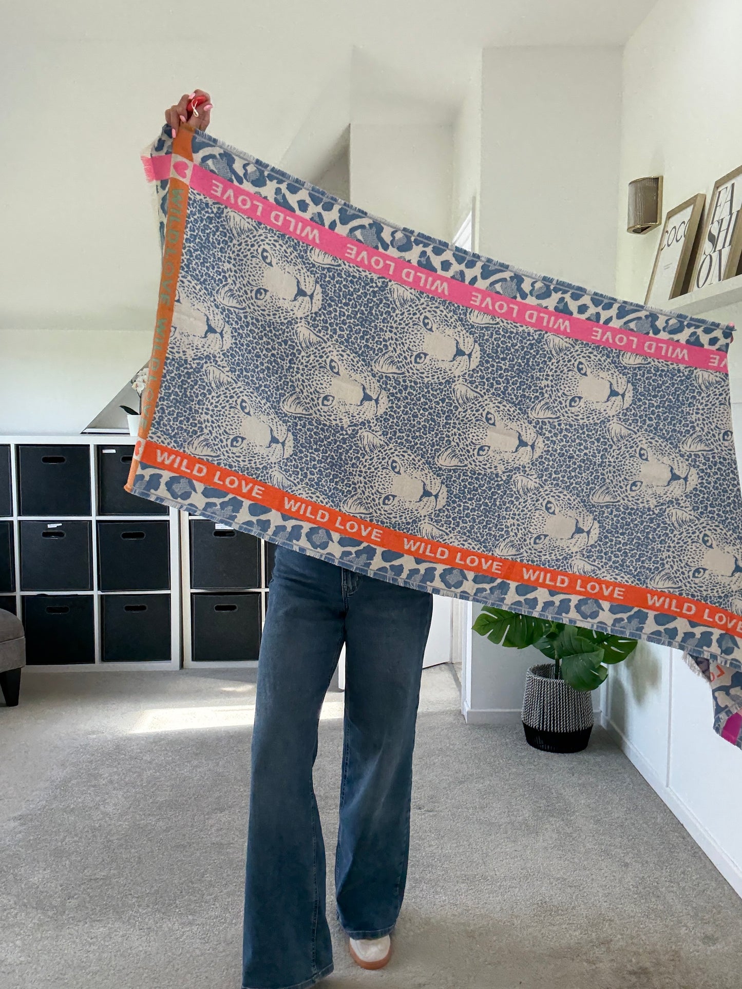Blue "Wild Love" Oversized Scarf