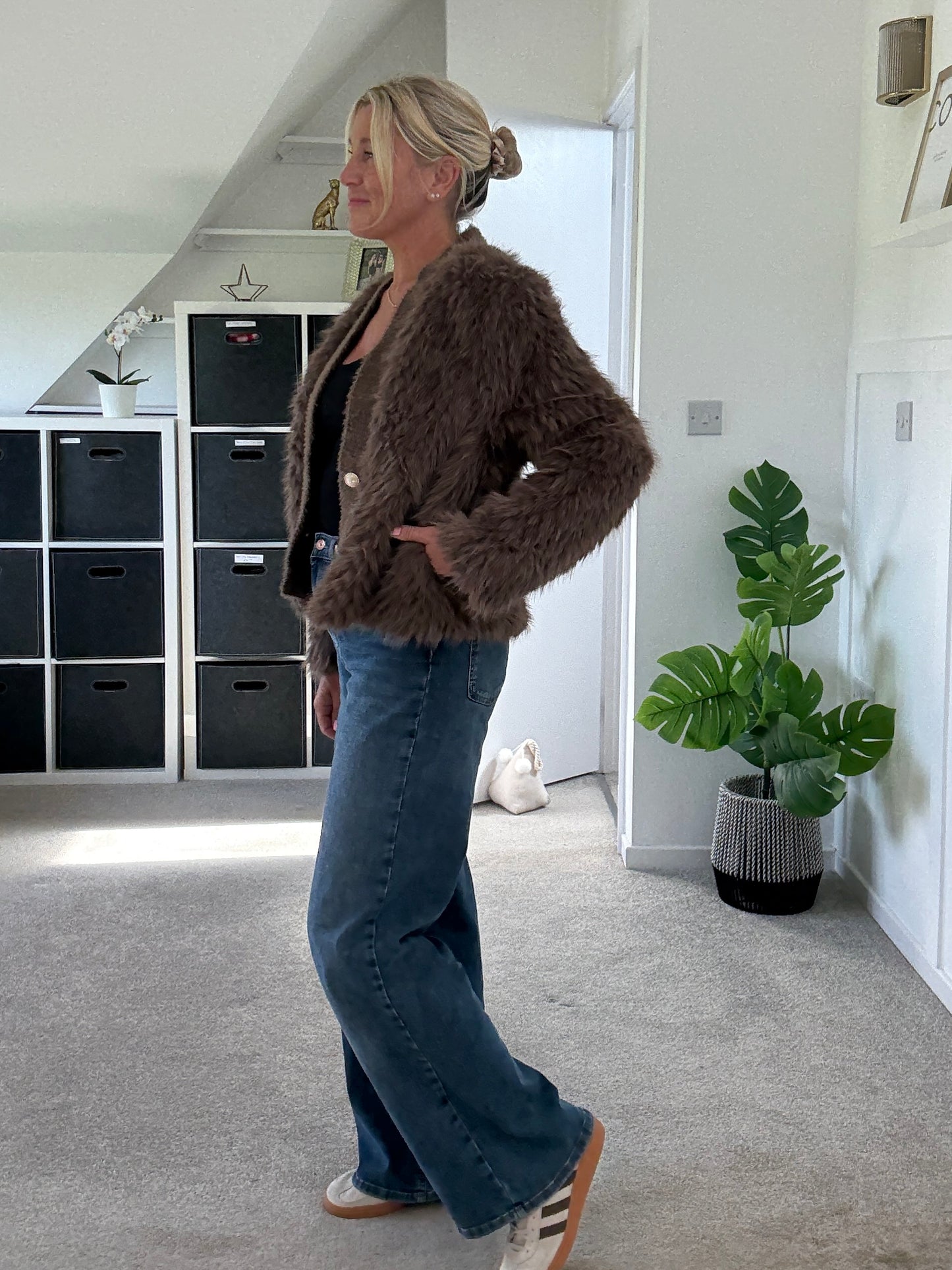 Cream Faux Fur Cardigan