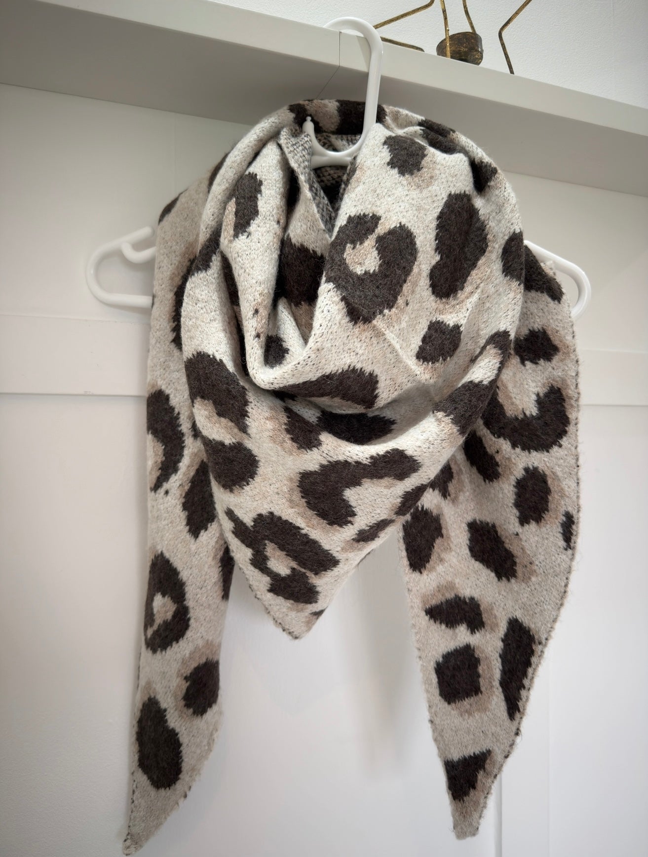 Taupe Triangle Leopard Print Scarf