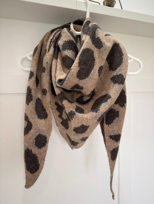 Camel Triangle Leopard Print Scarf