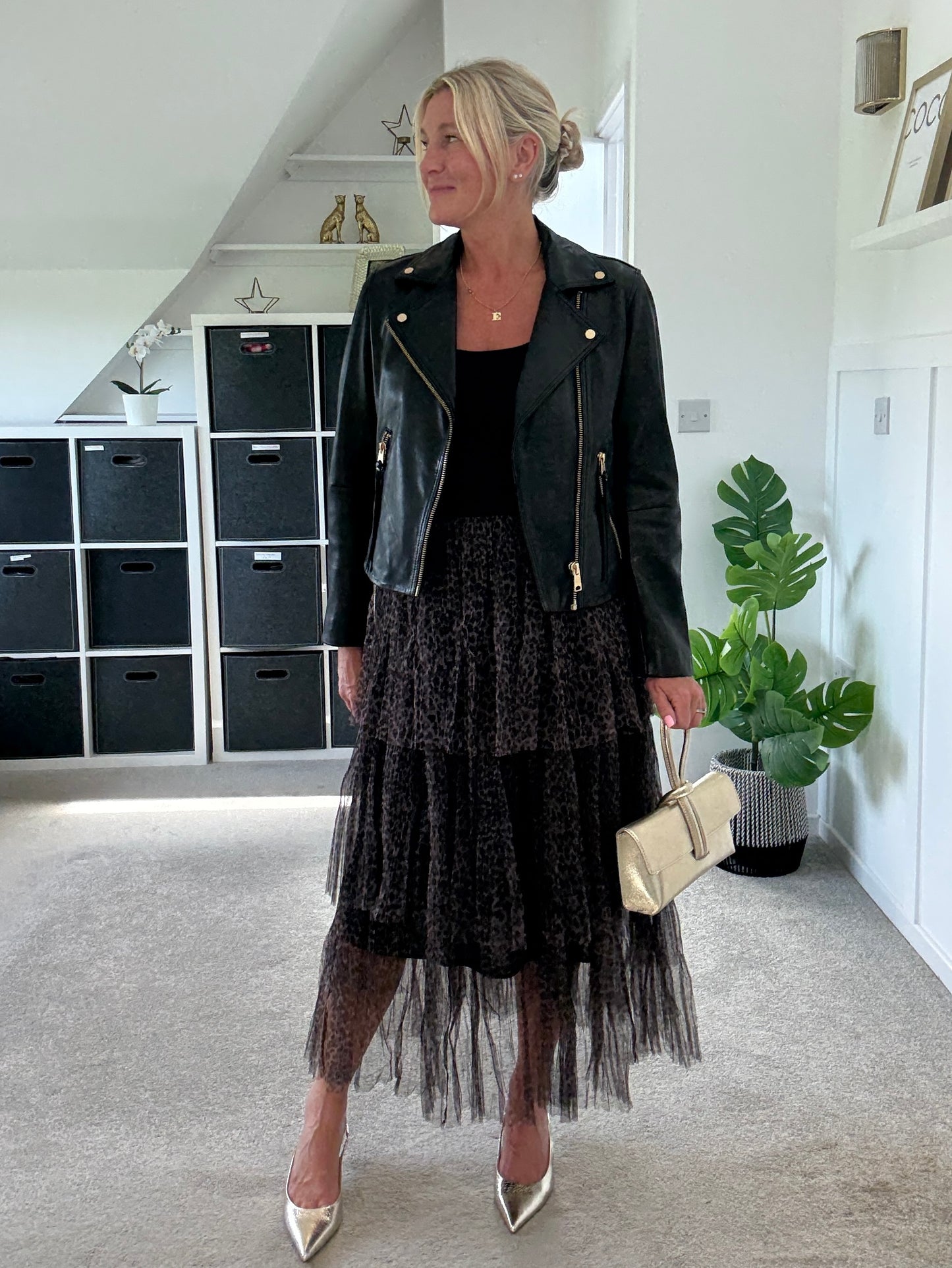 Stella Tiered Leopard Print Tulle Maxi Skirt