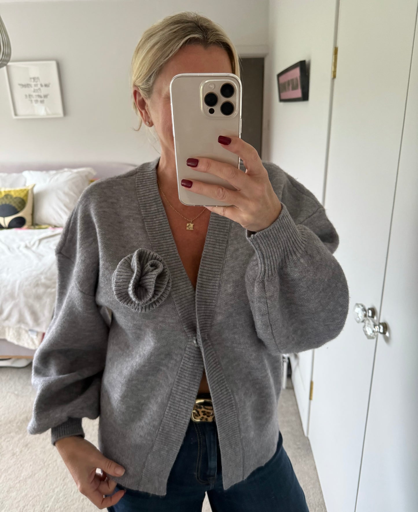 Carrie Grey Corsage Cardigan