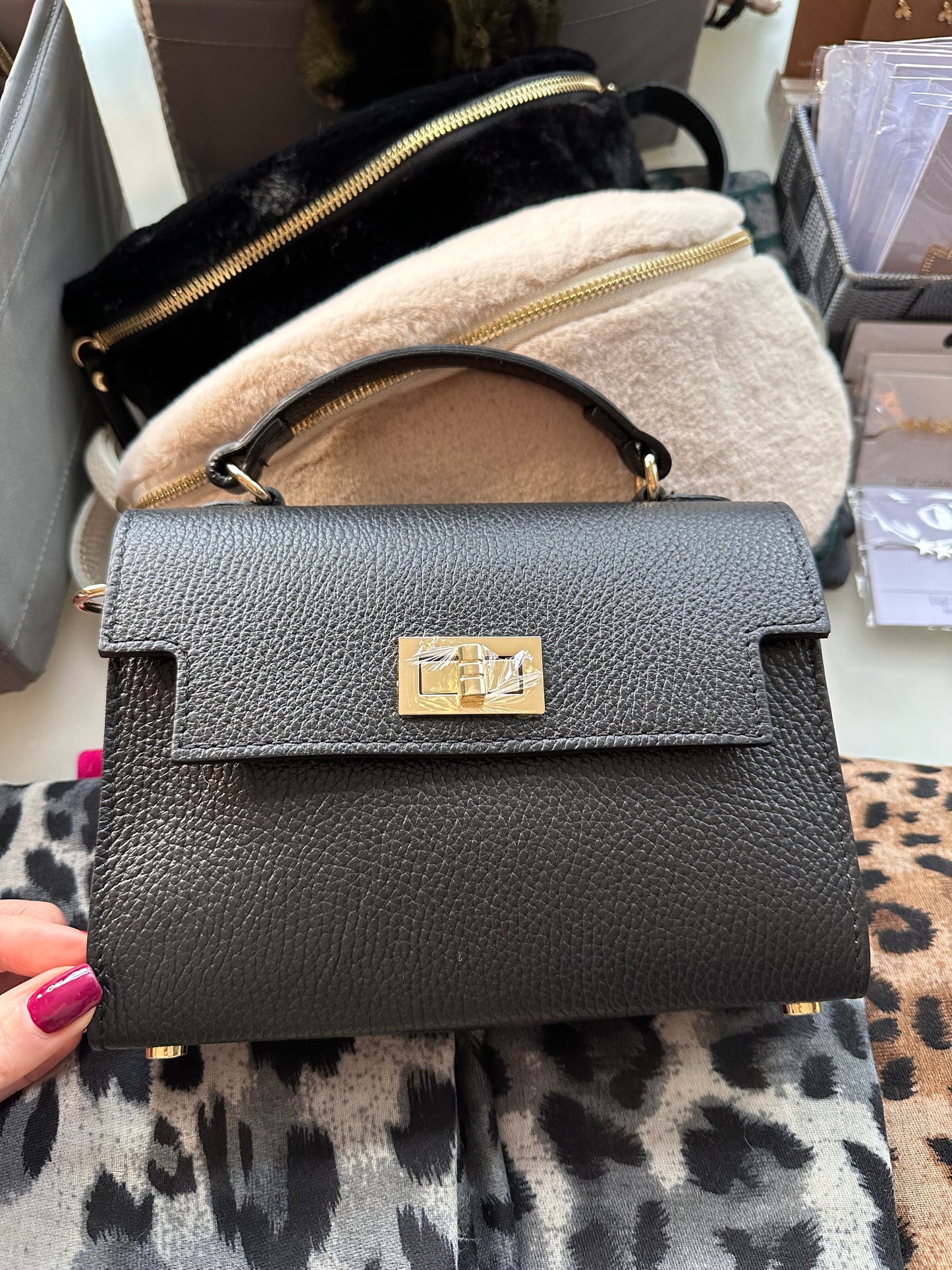 Tan Mini Leather Grab Bag