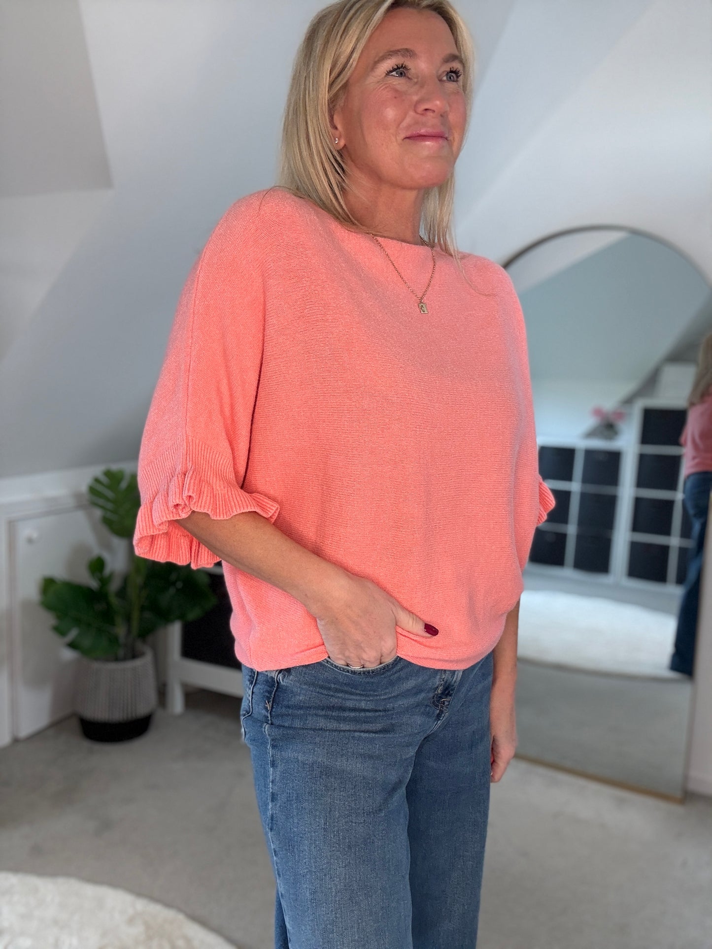 Lime Green Frill Sleeve Jumper