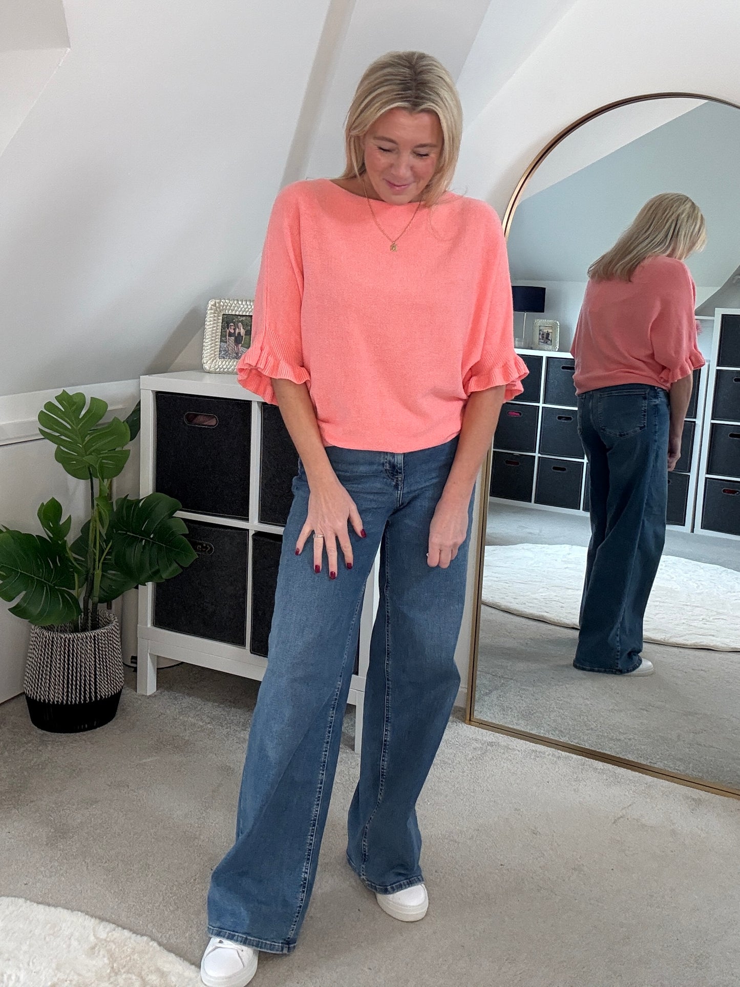 Lime Green Frill Sleeve Jumper