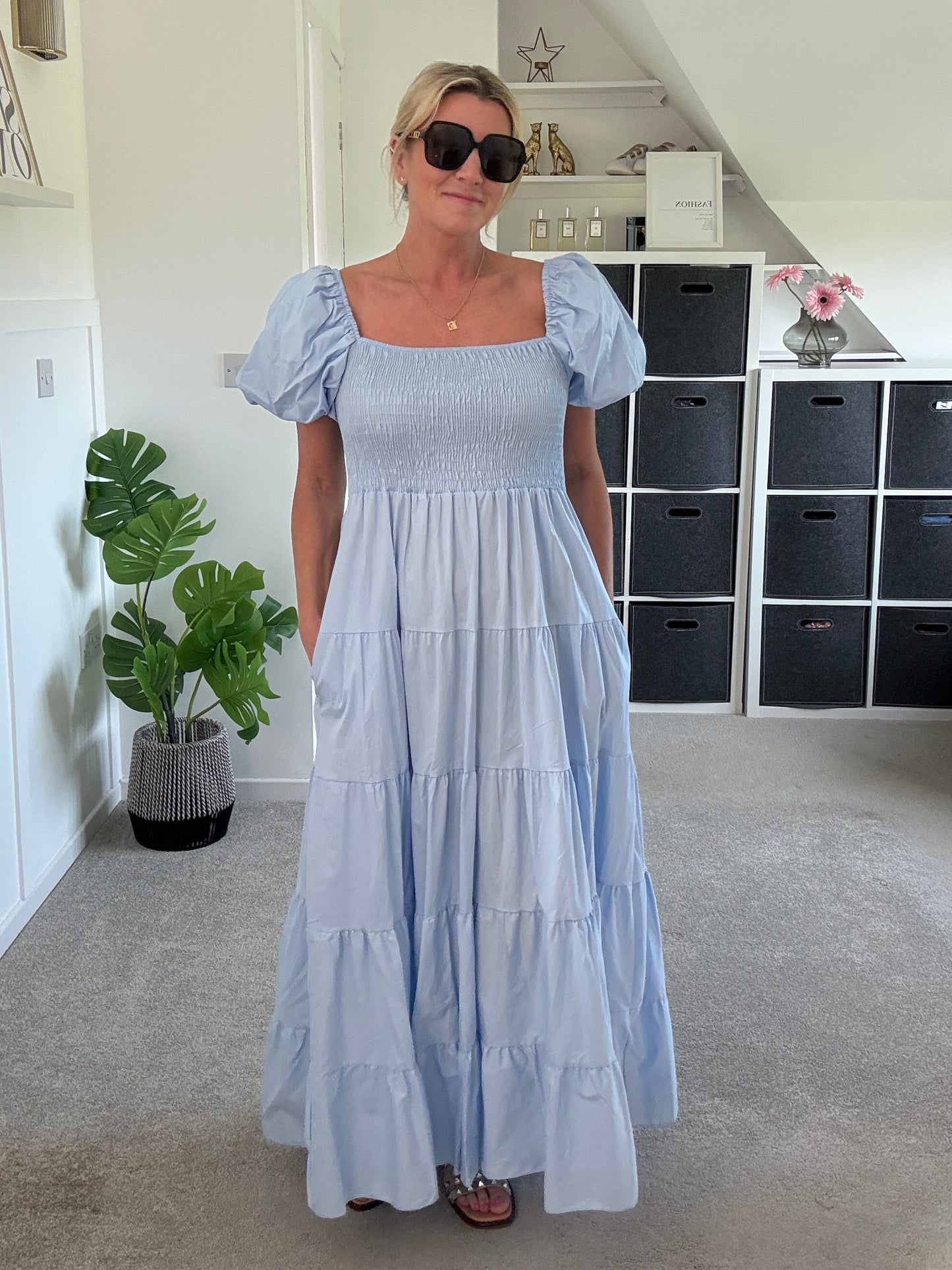 Yellow Puff Shoulder Maxi Dress
