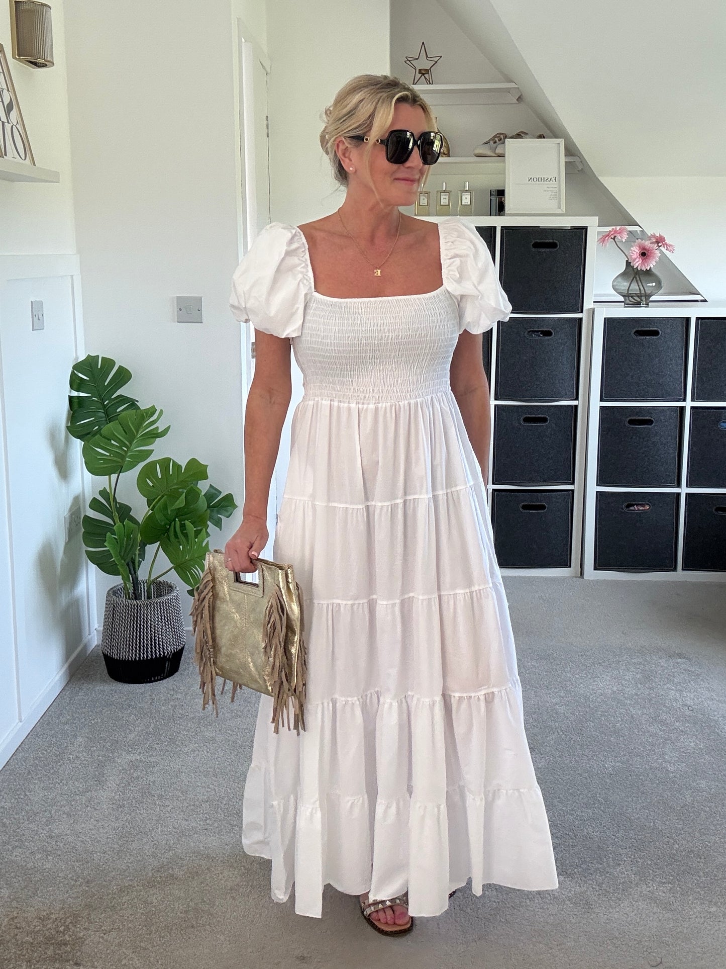 Yellow Puff Shoulder Maxi Dress