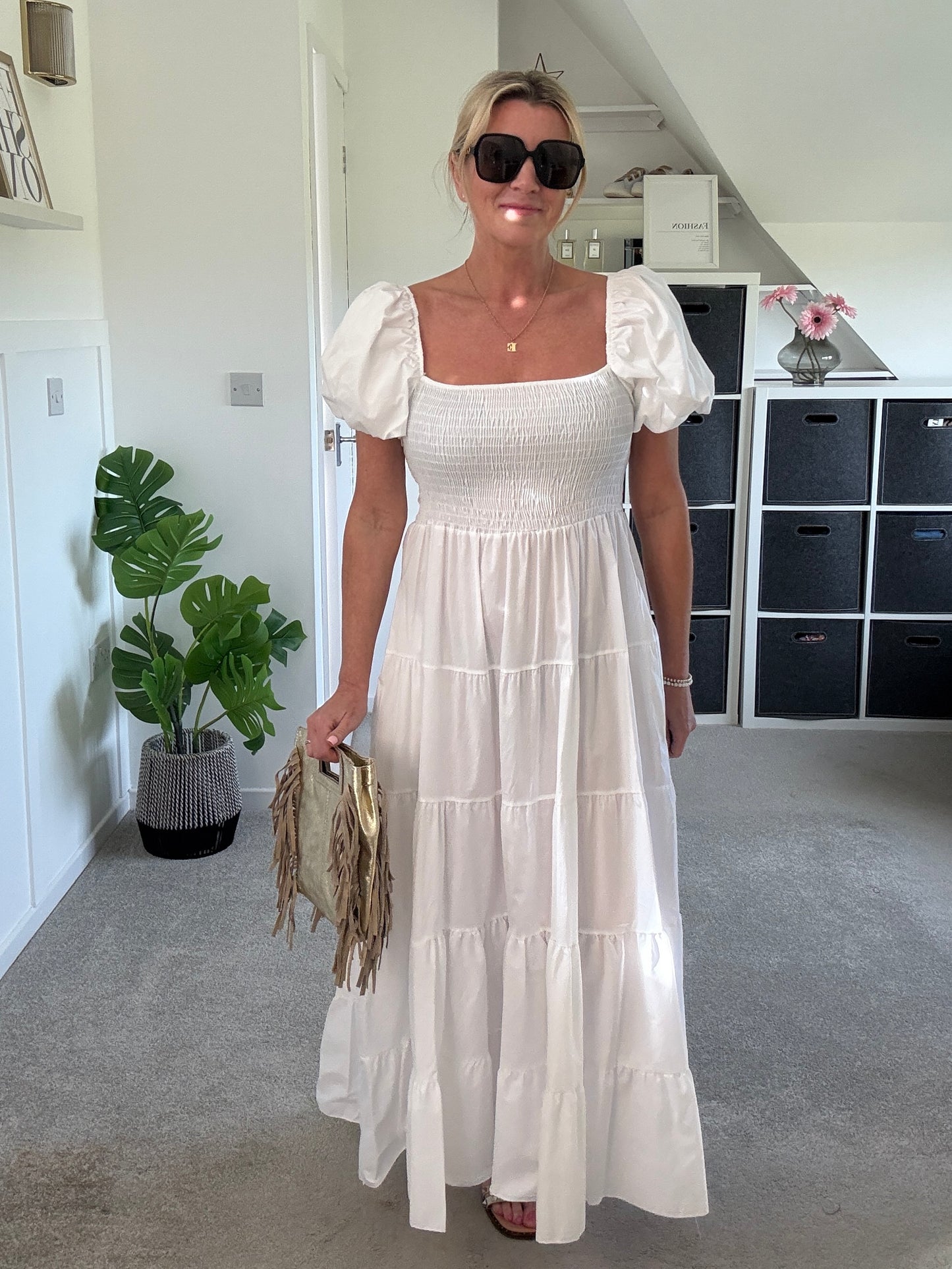 Yellow Puff Shoulder Maxi Dress