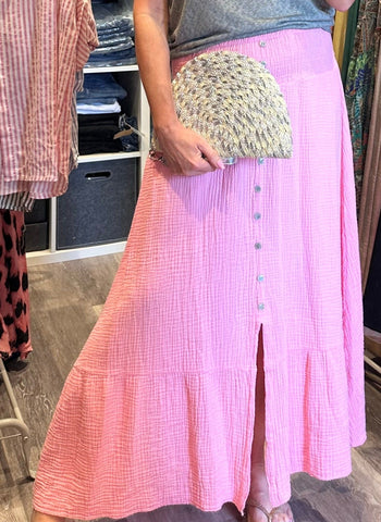 Candy Pink Cheesecloth Skirt