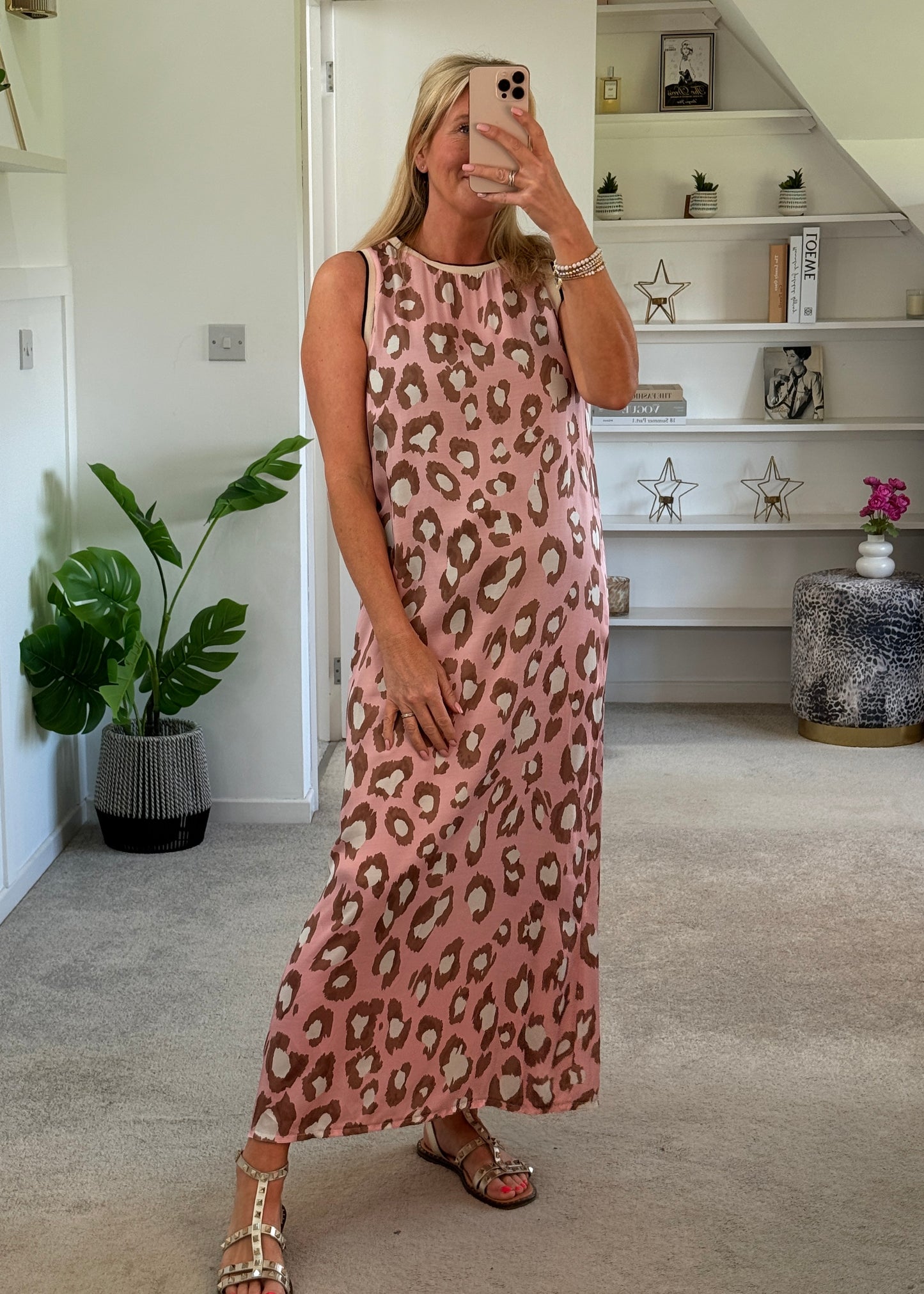 Pastel Pink Leopard Print Shift Dress