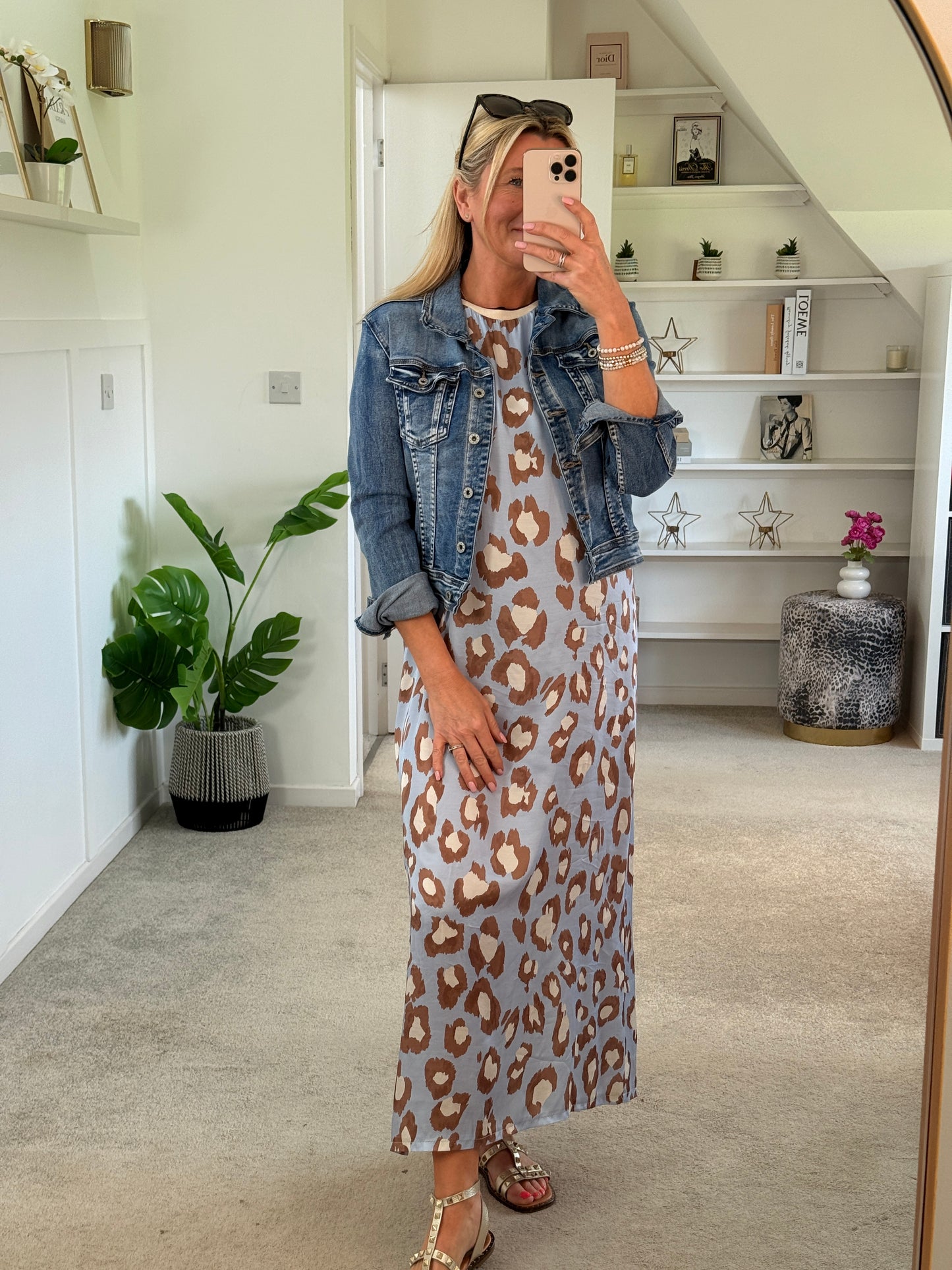 Pastel Blue Leopard Print Shift Dress