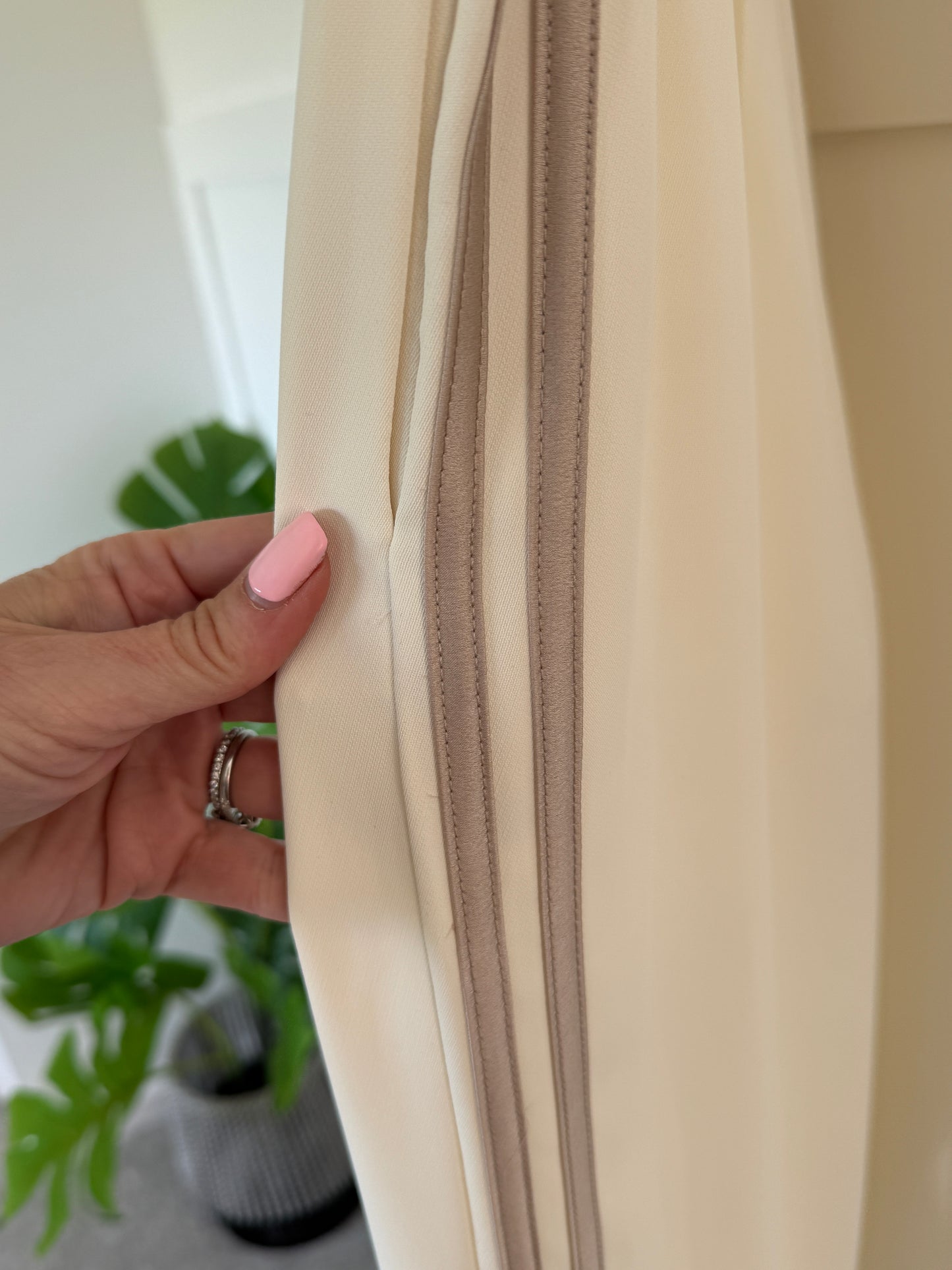 Cream/Mocha Double Stripe Wide Leg Trousers