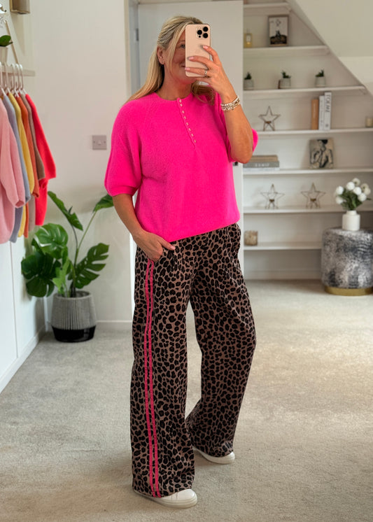 Leopard/Hot Pink Track Pant