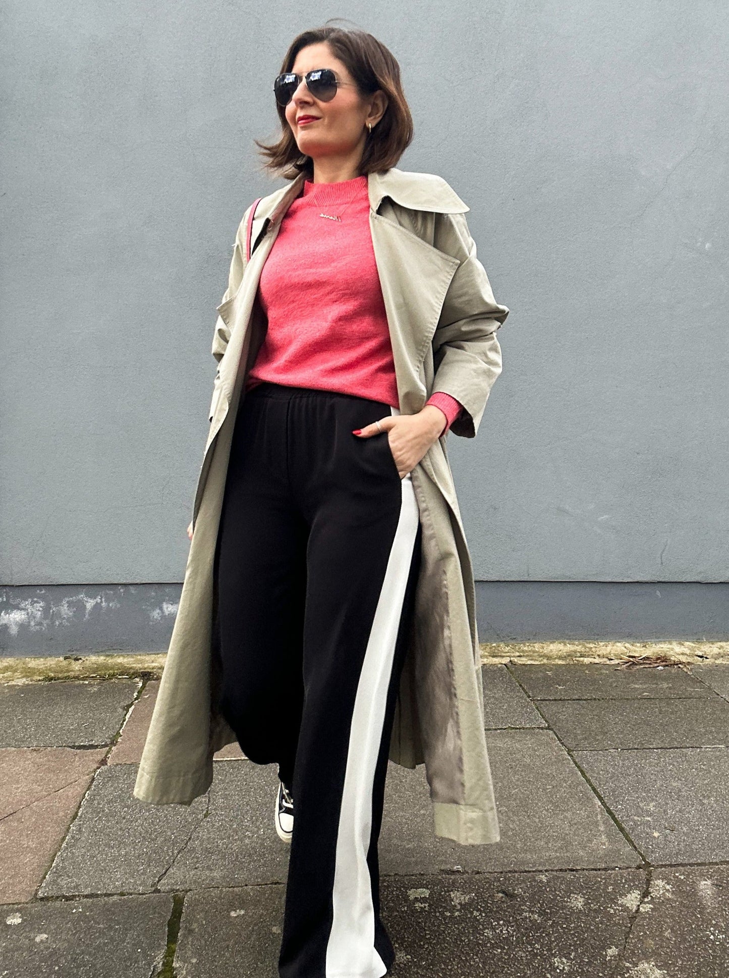 Black/White Stripe Wide Leg Trousers