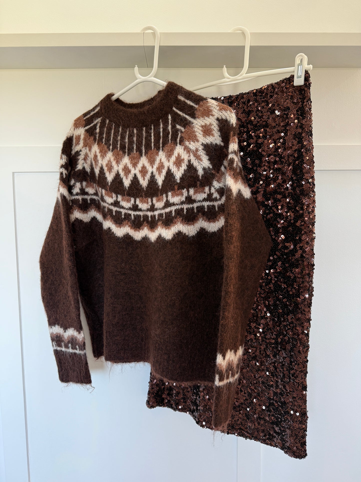 Beige/Chocolate Fair Isle Jumper
