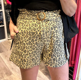 Leopard Print Denim H/W Shorts