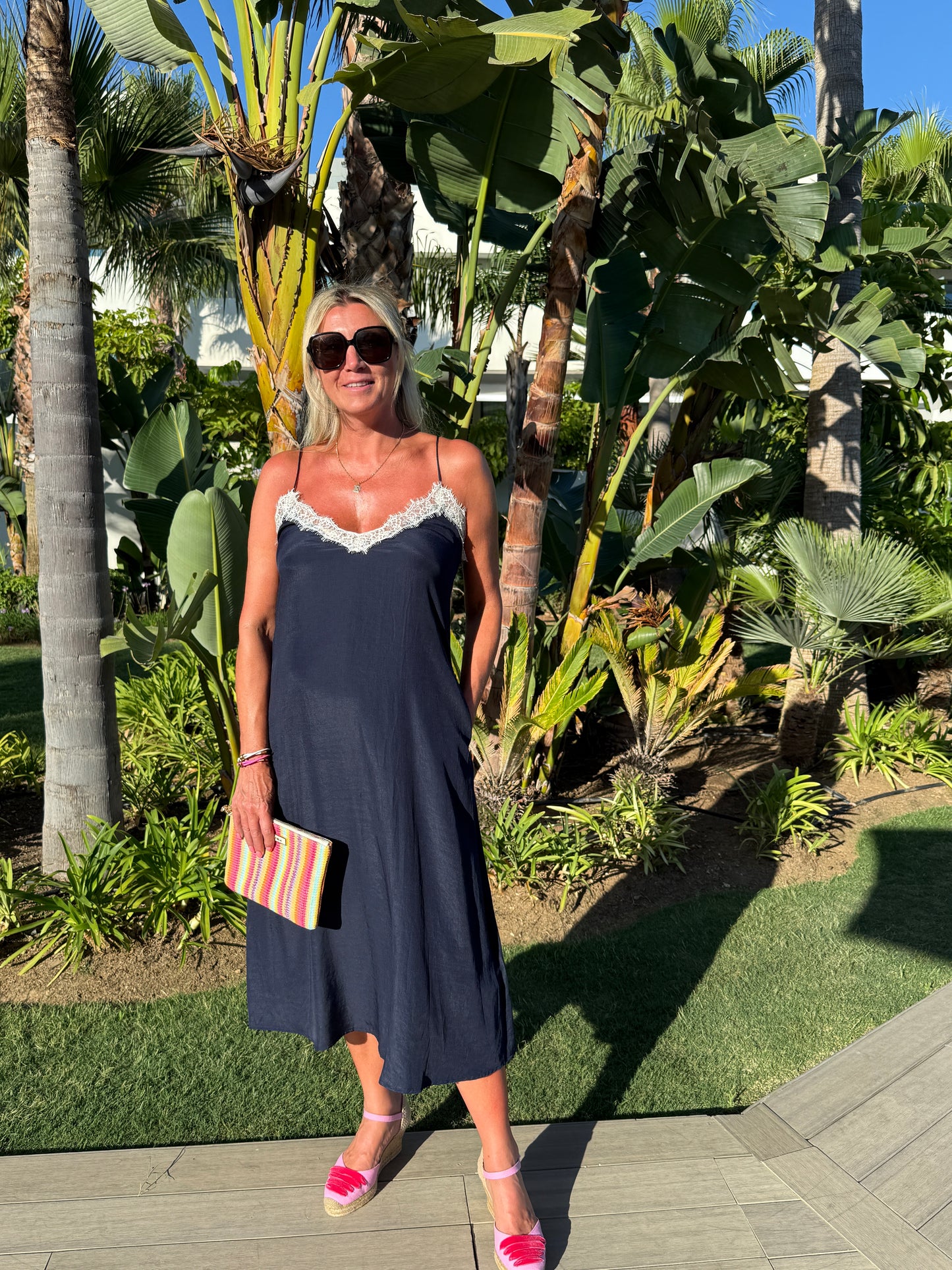 Midnight Lace Drew Slip Dress