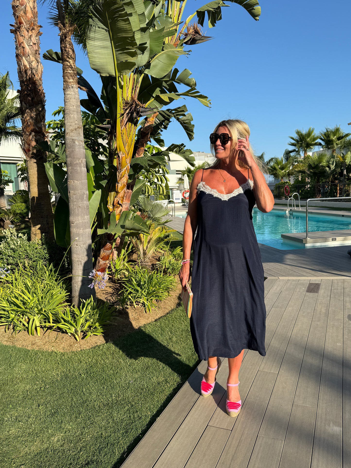 Midnight Lace Drew Slip Dress
