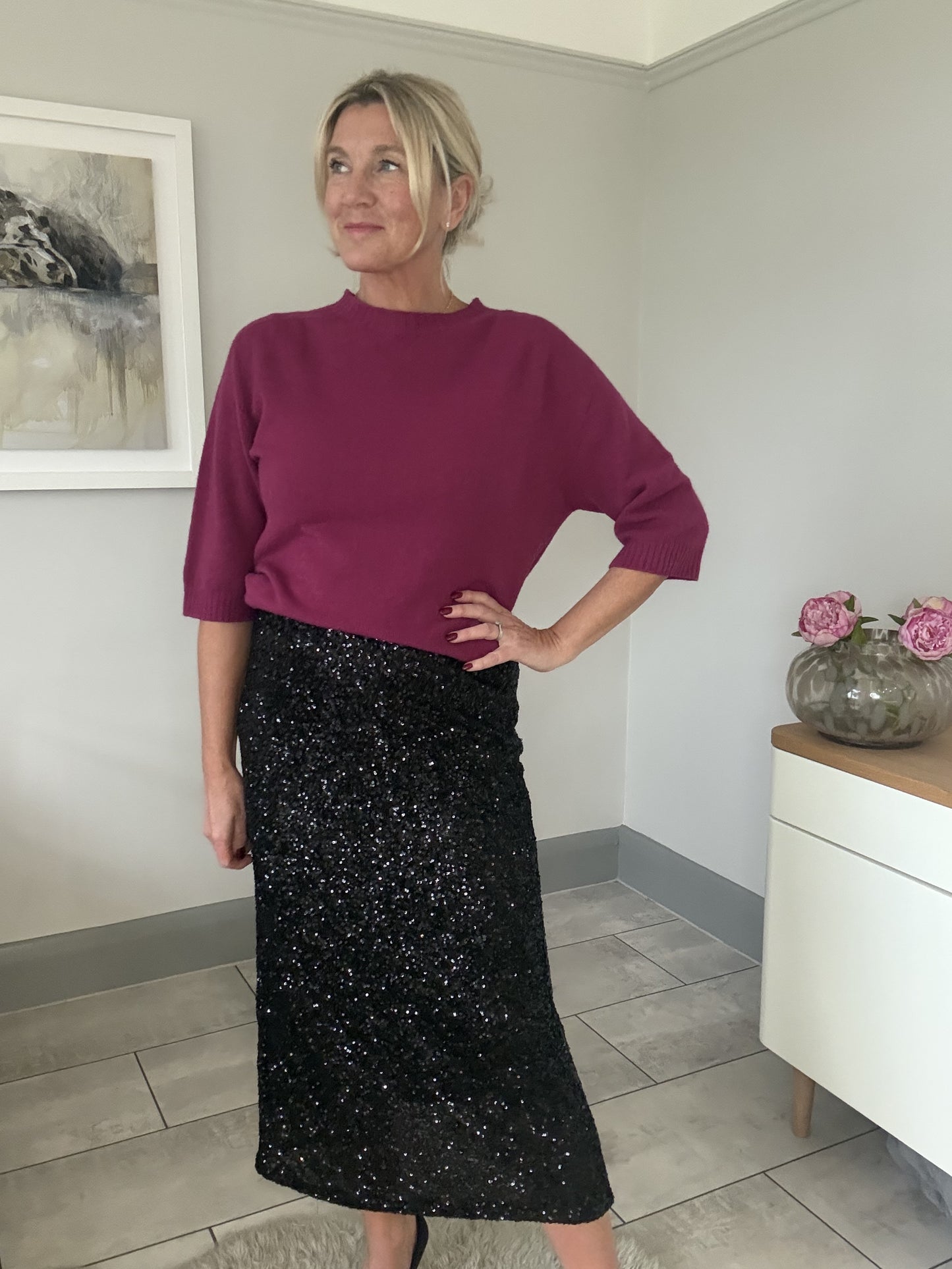 Gold Luxe Sequin Pencil Skirt