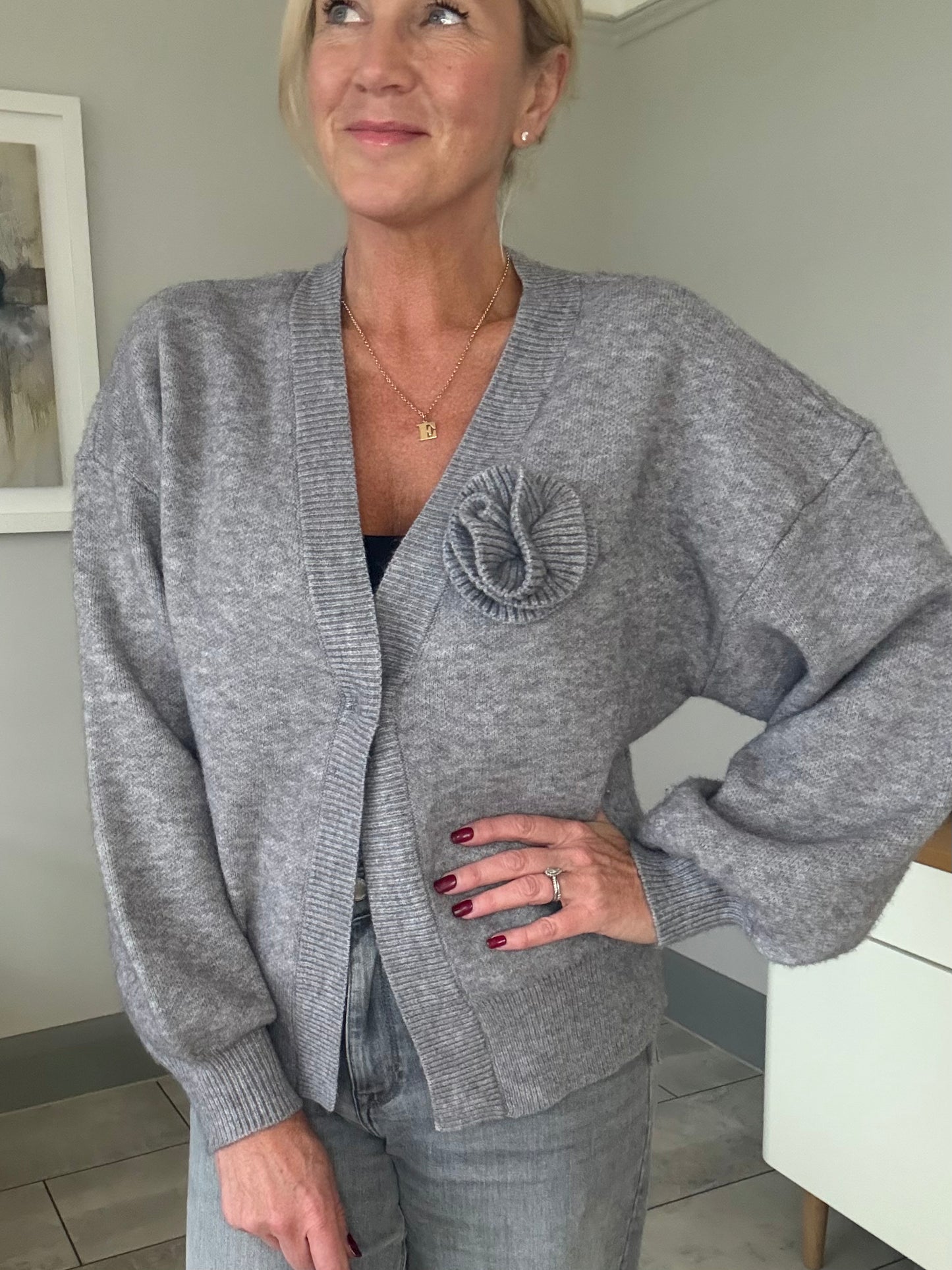 Carrie Grey Corsage Cardigan