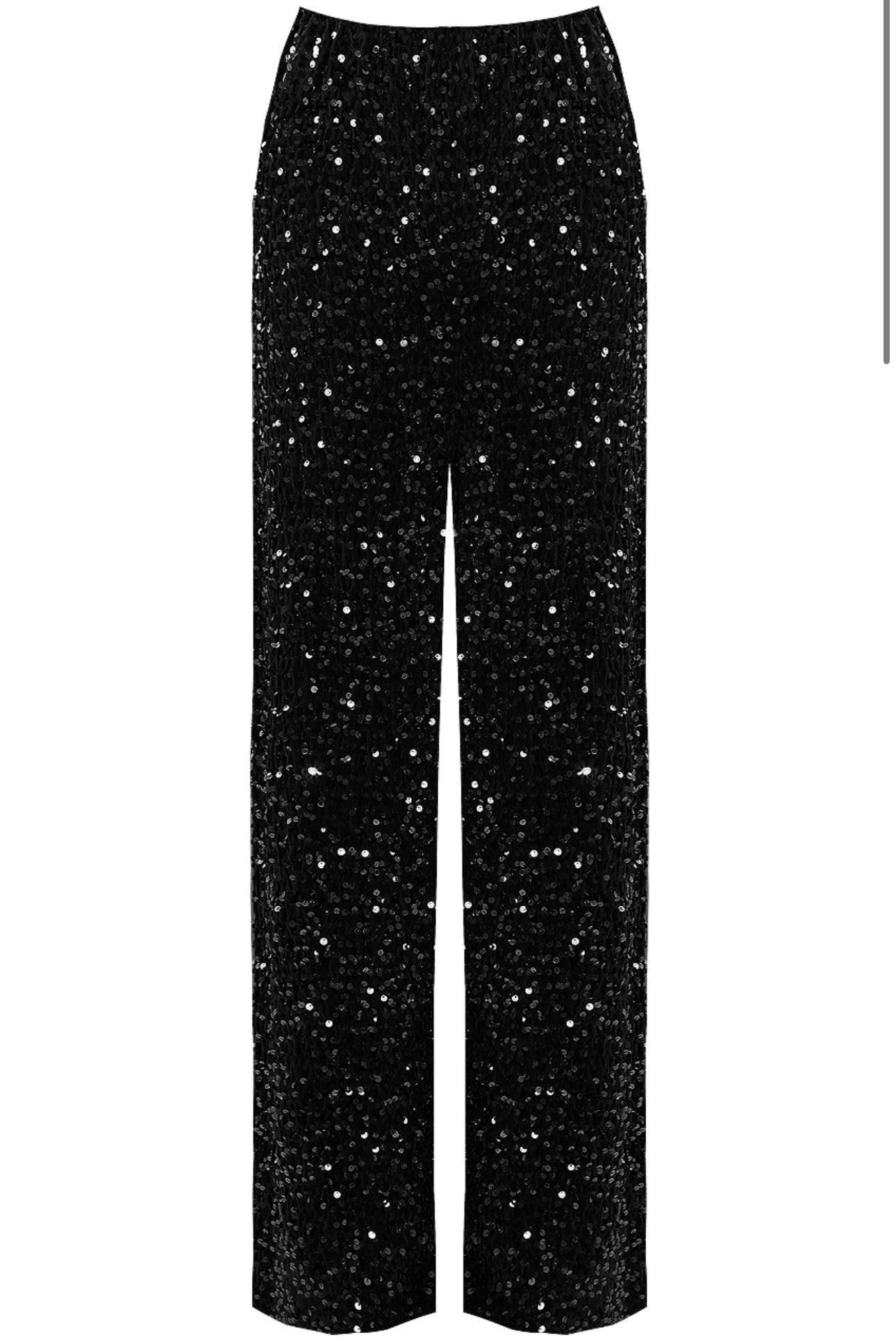 Black Sequin Wide Leg Trousers