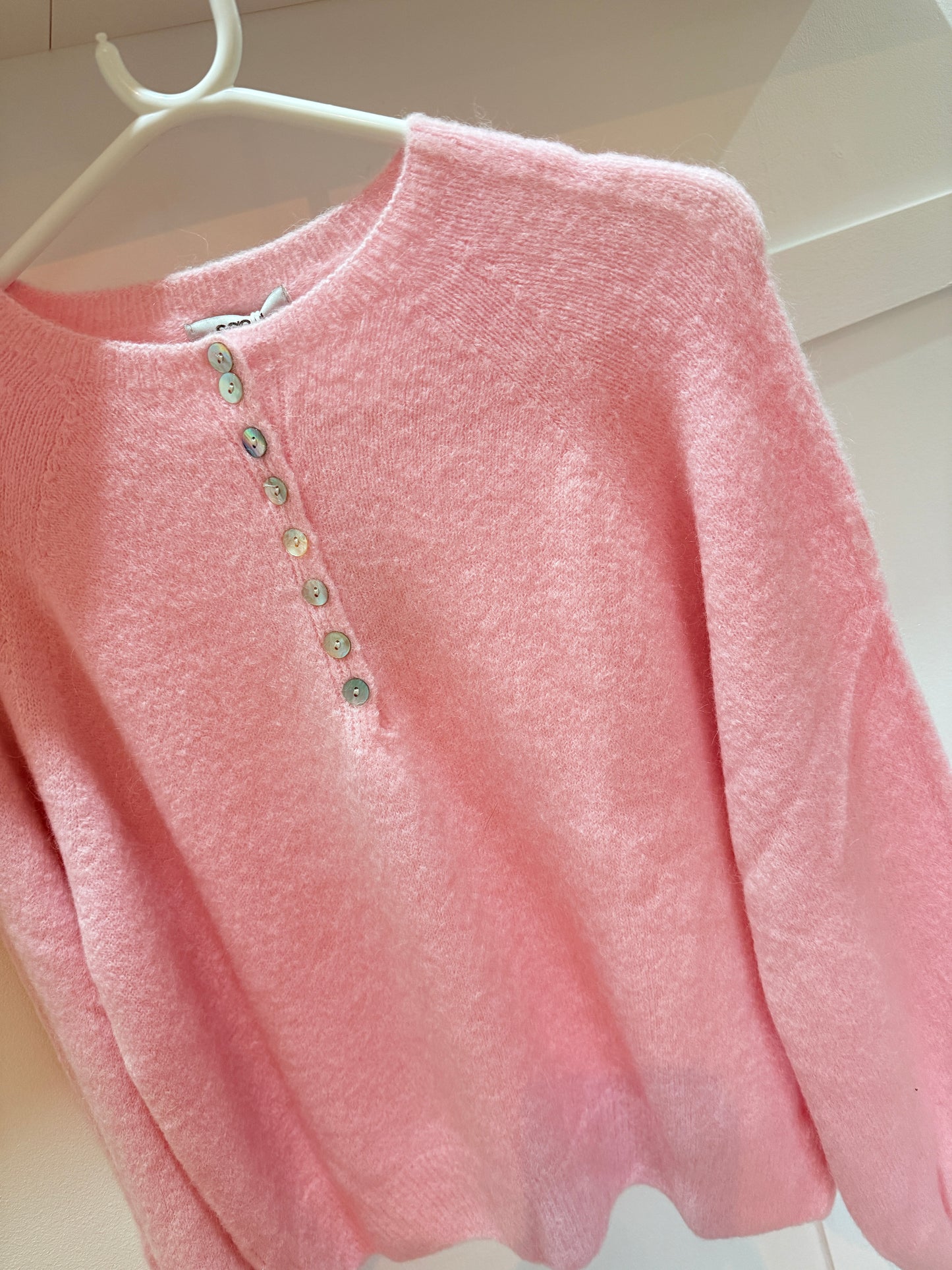 French Blue Alpaca Mix Button Jumper