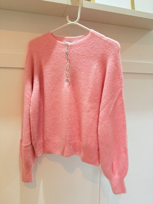 Baby Pink Alpaca Mix Button Jumper