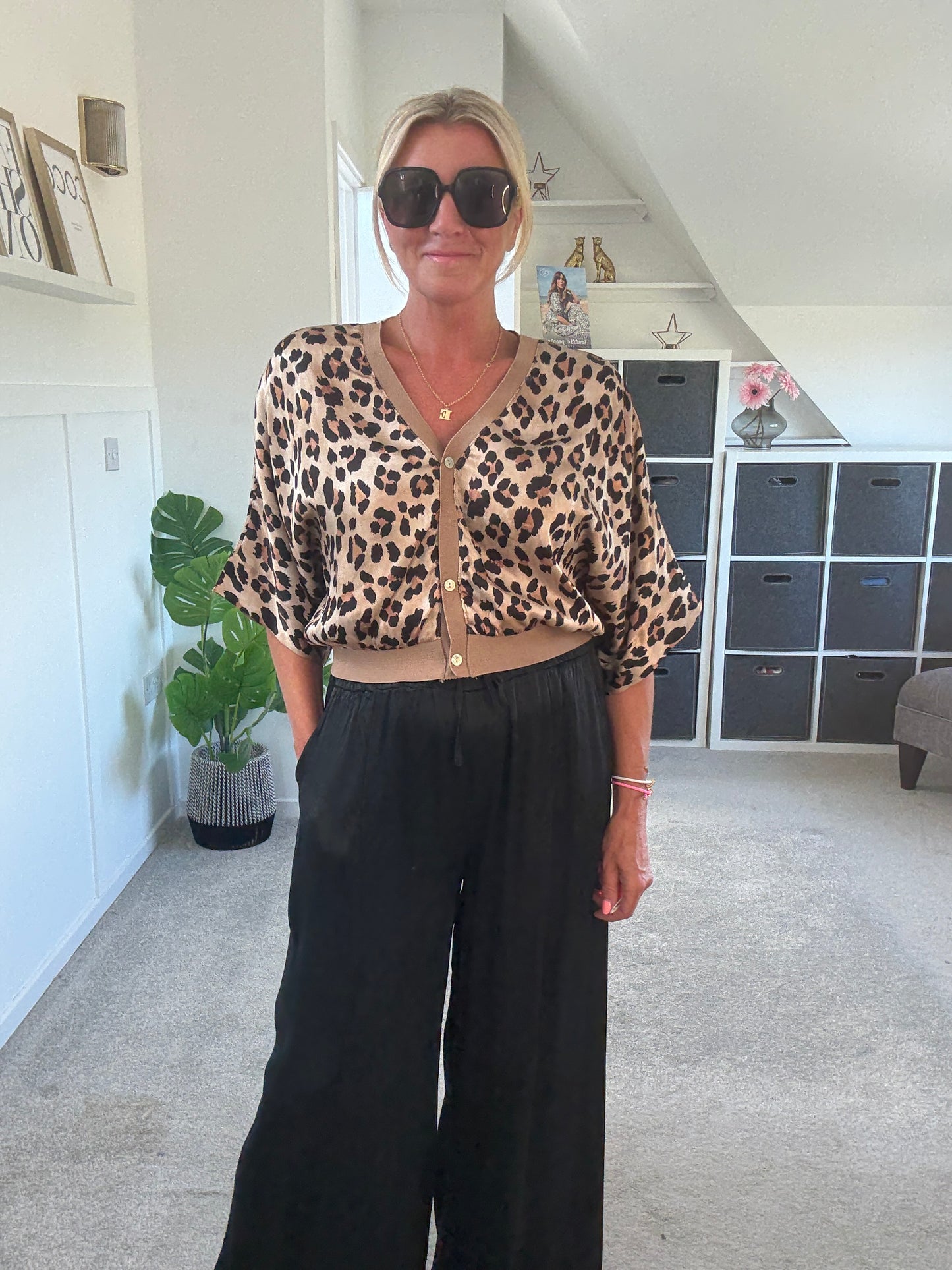 Giletta Khaki Leopard Print Cardi/Jacket