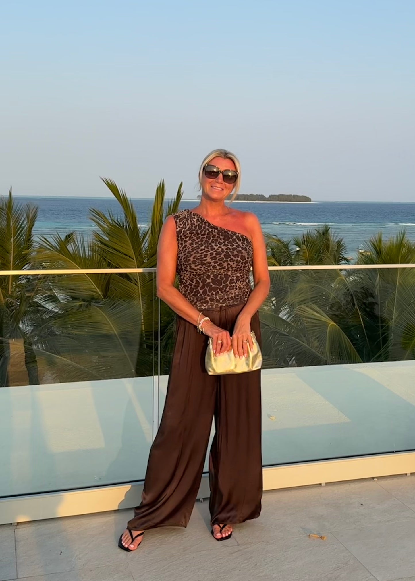 Emy Chocolate Satin Wide Leg Trousers