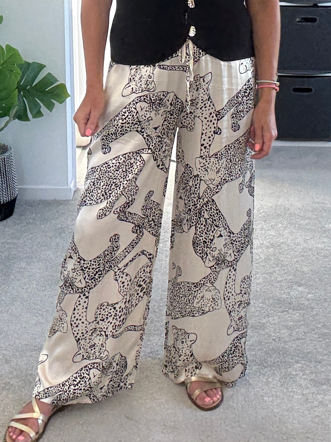 Katy Puma Print Wide Leg Trousers