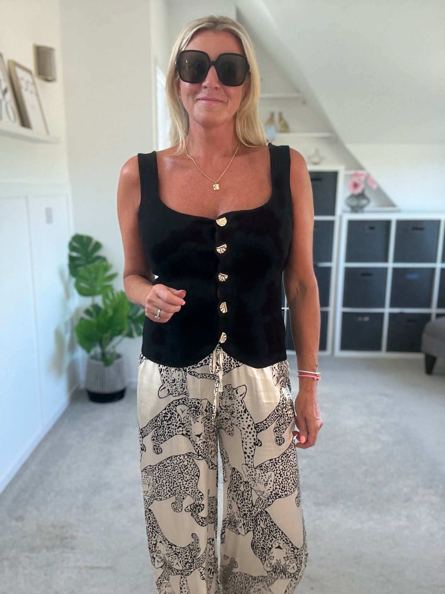 Chocolate Scoop Neck Gold Button Waistcoat