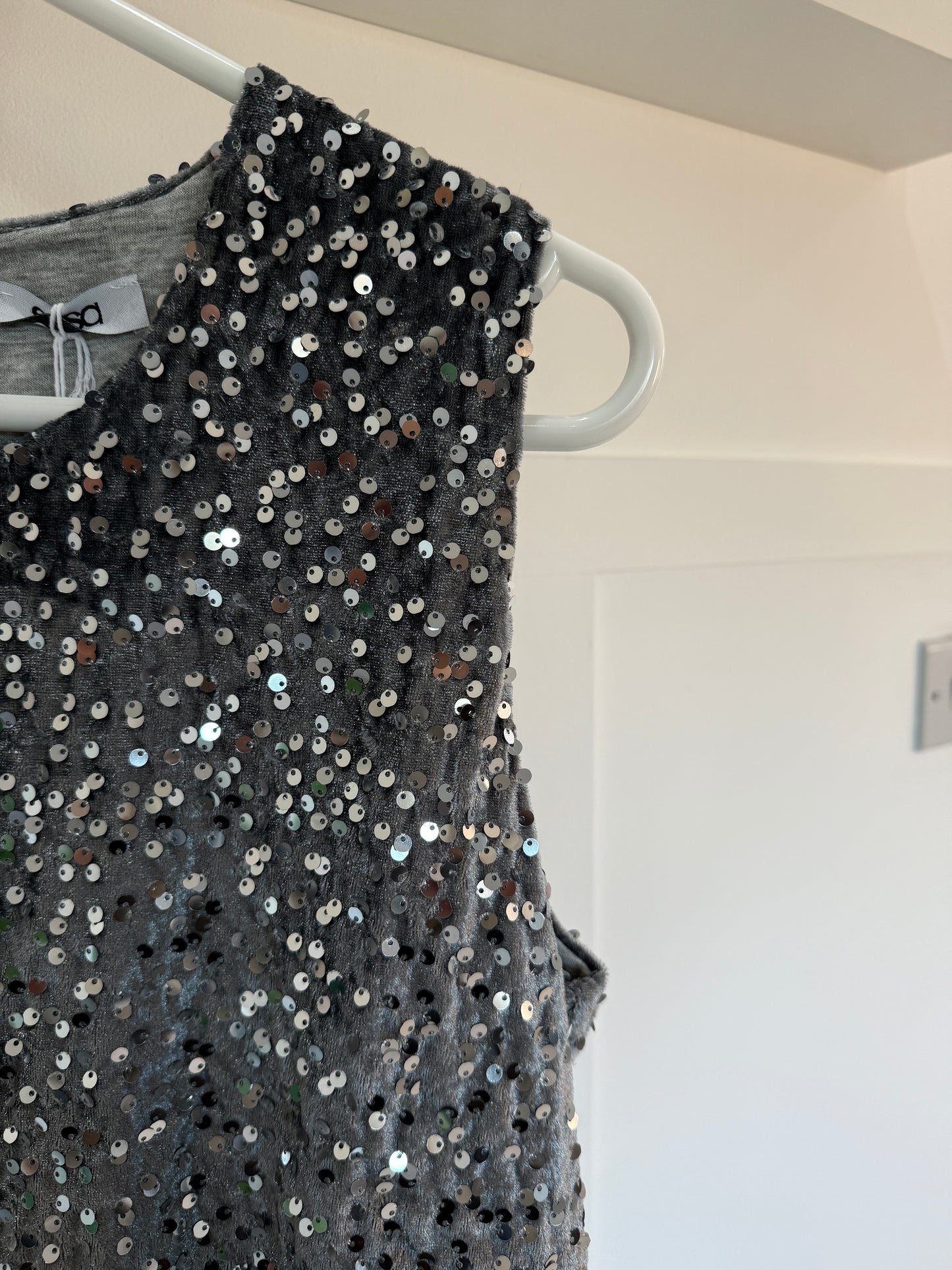 Silver Sequin Sleeveless Top