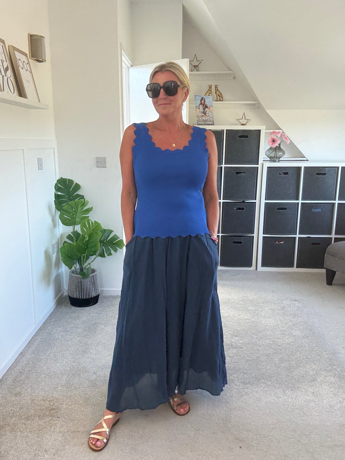 Cobalt Scallop Edge Vest Top