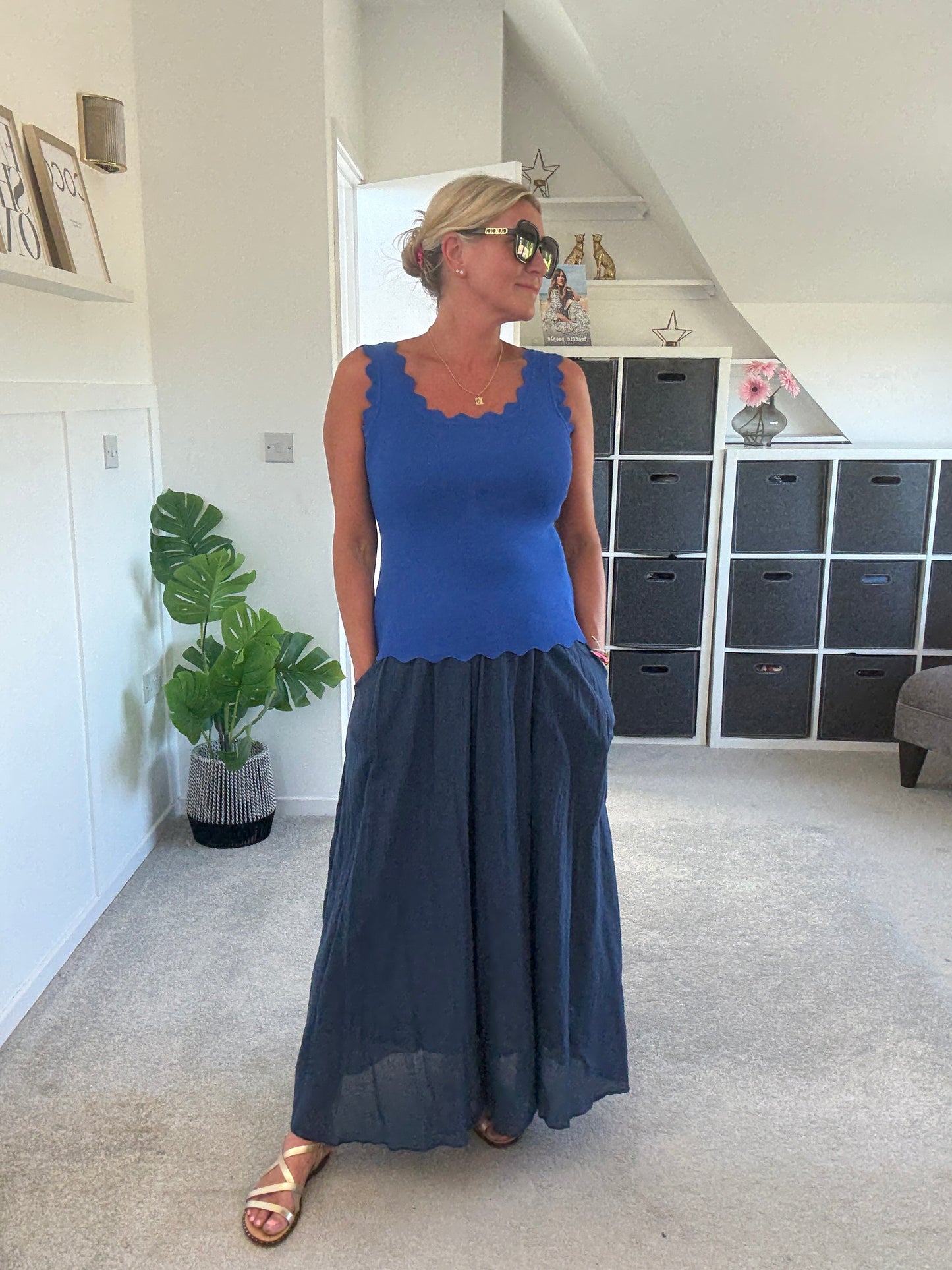 Cobalt Scallop Edge Vest Top