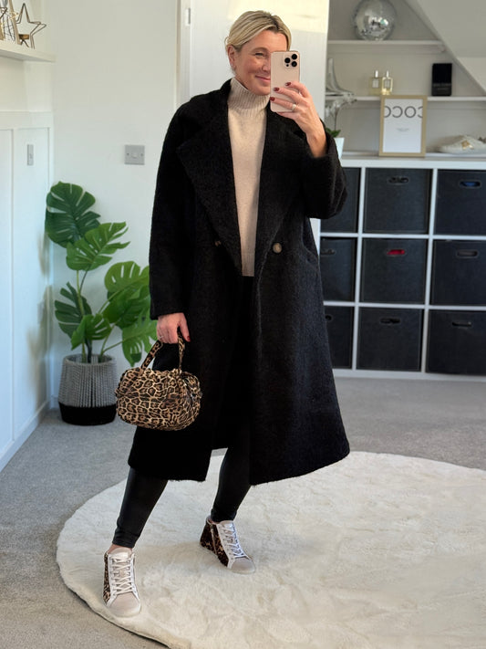 Black Double Breasted Cosy Coat