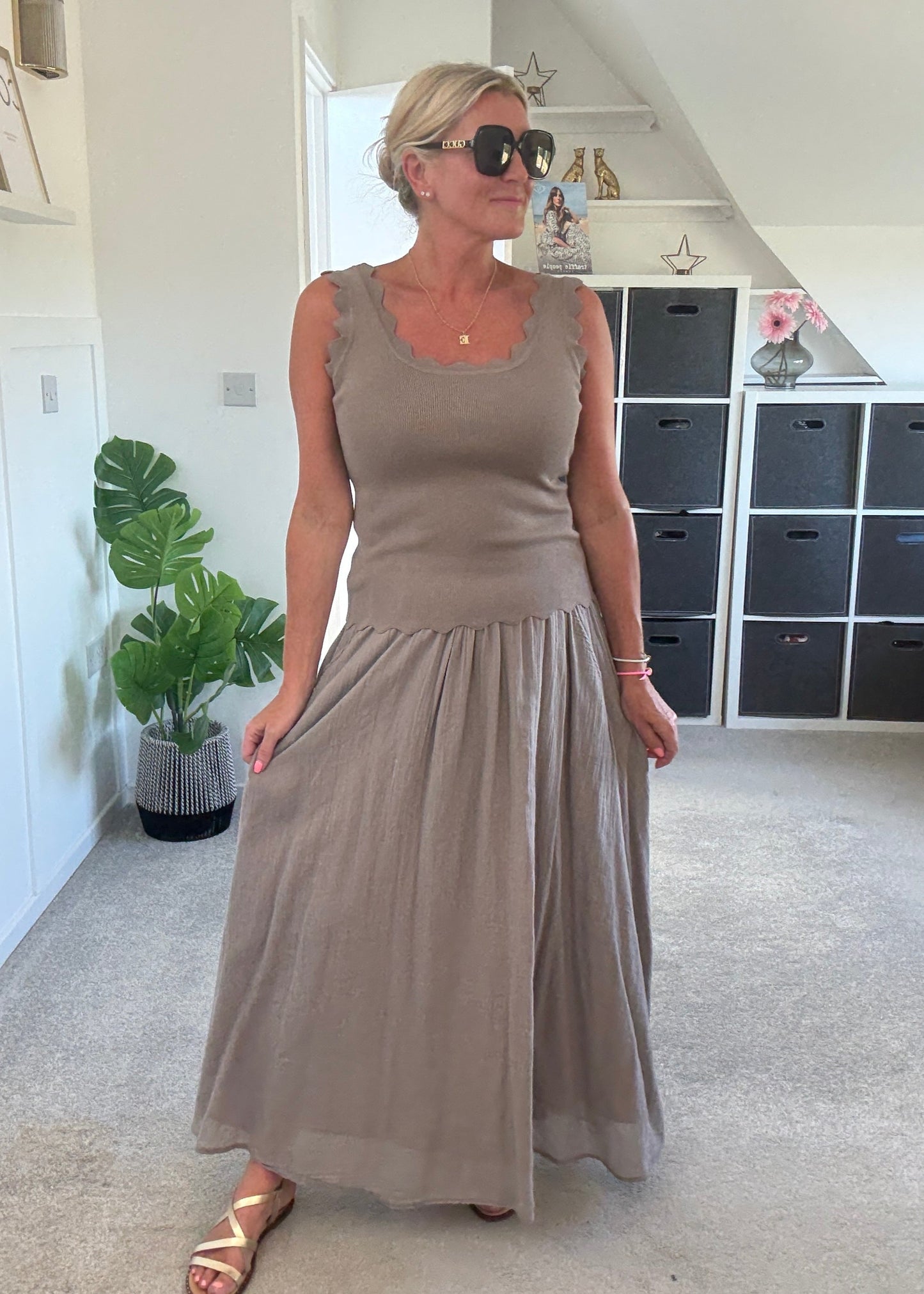 Mocha Cotton Pocket Maxi Skirt