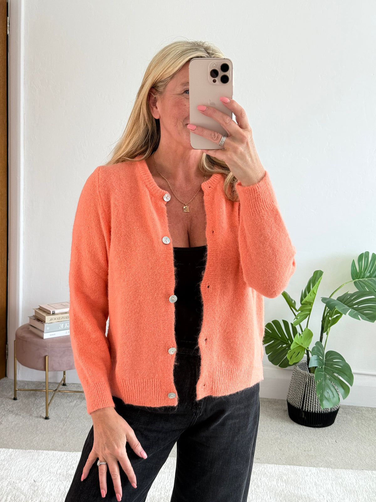 Plum Alpaca Mix Button Cardigan