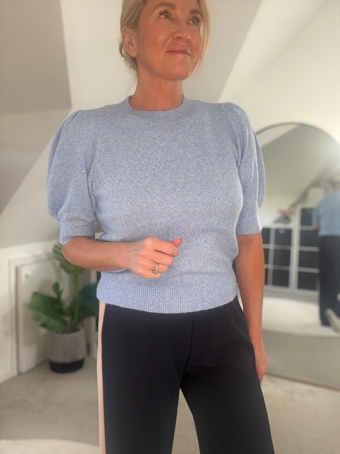 Powder Blue Puff 2/4 Sleeve Jumper
