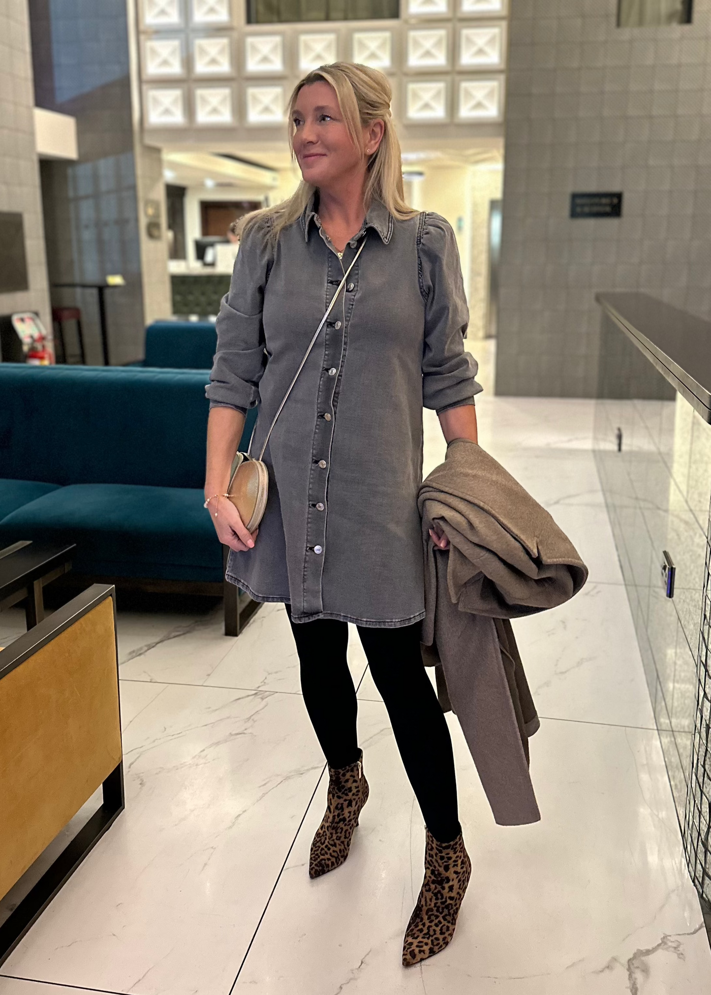 Alma Grey Denim Shirt Dress