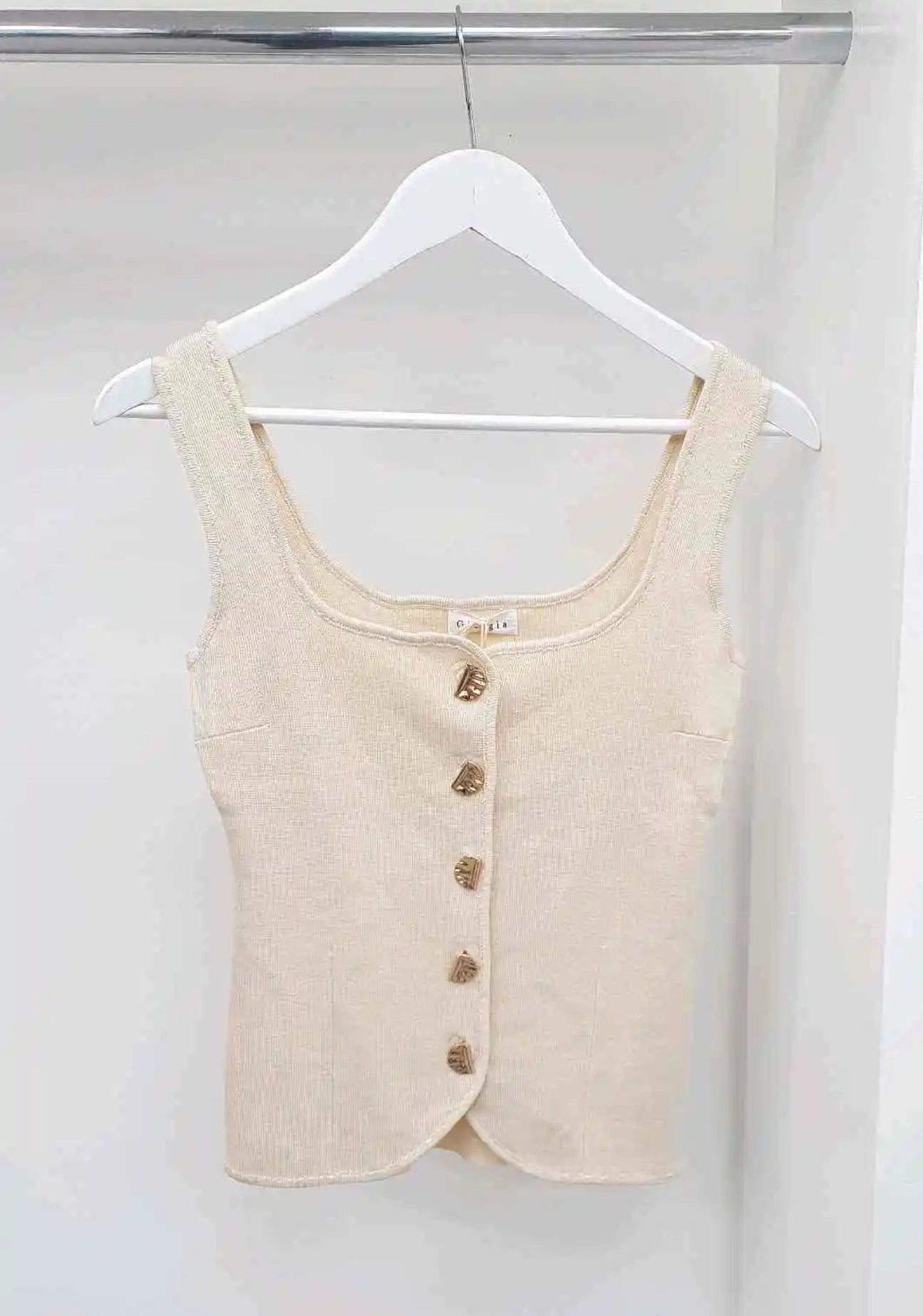 Chocolate Scoop Neck Gold Button Waistcoat